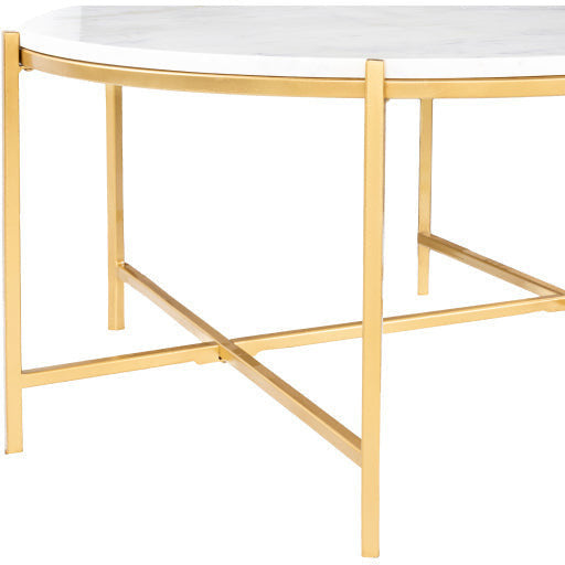 Surya Anaya Modern White Marble Top With Gold Metal Base Coffee Table ANA-005 - Image 2