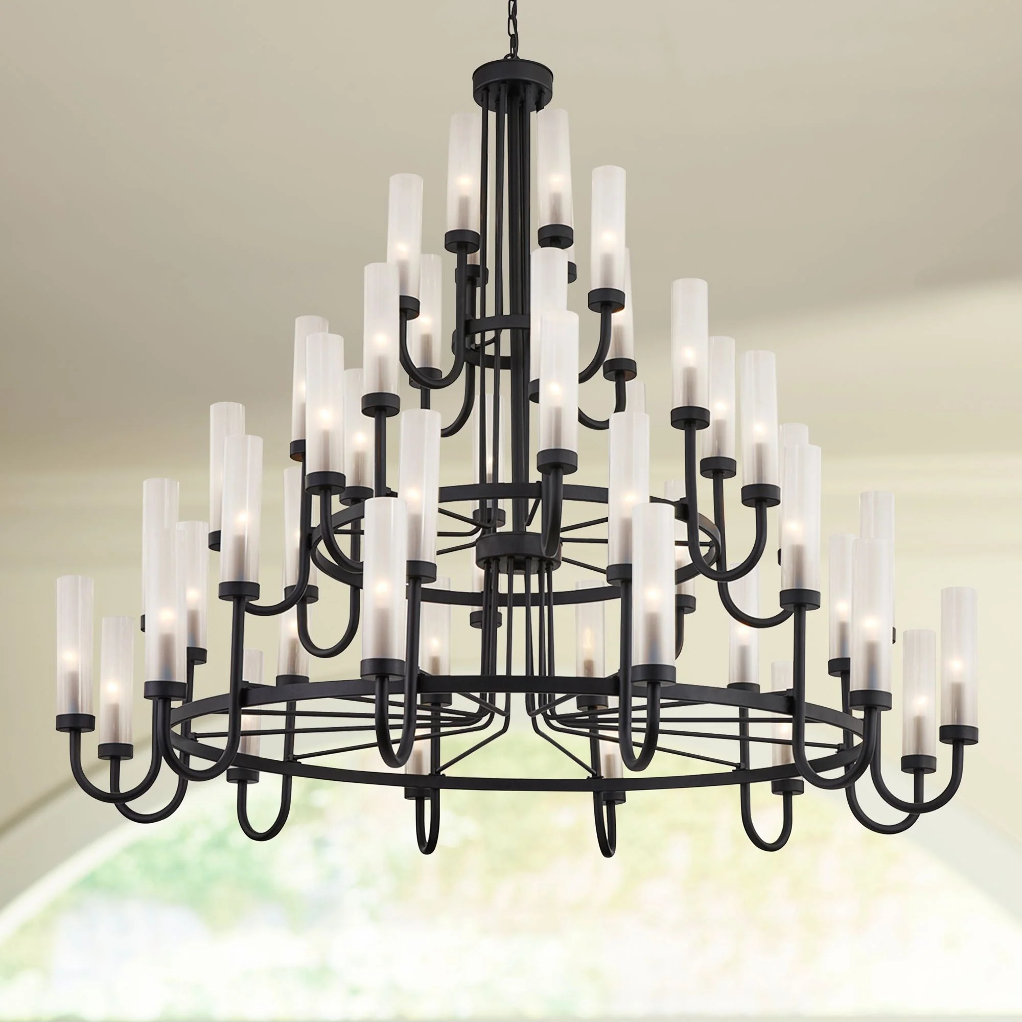 Anchor 60 1/2″ Wide Matte Black 48-Light Chandelier