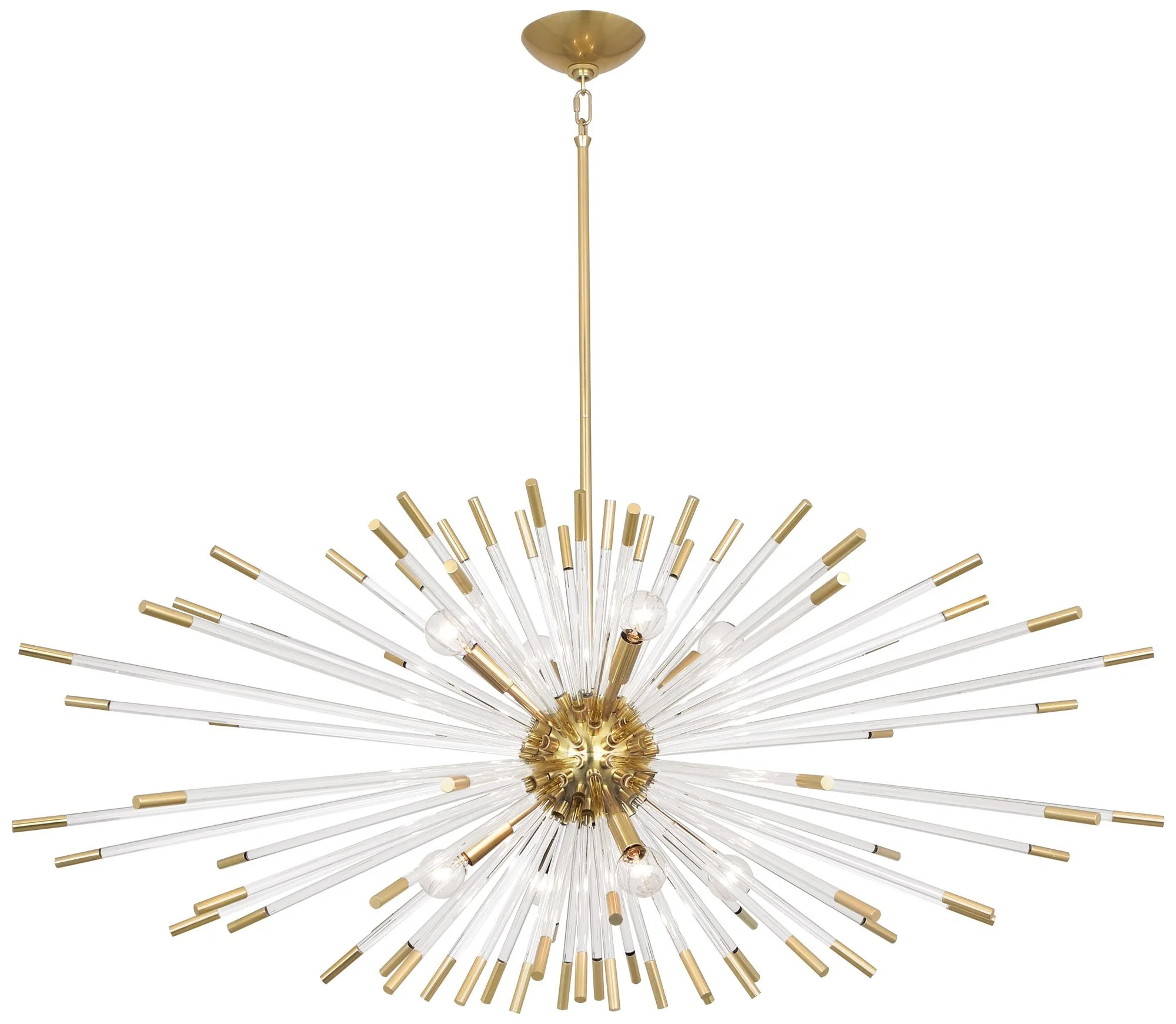 Andromeda Chandelier Modern Brass Clear Acrylic Rods 45" - Image 1
