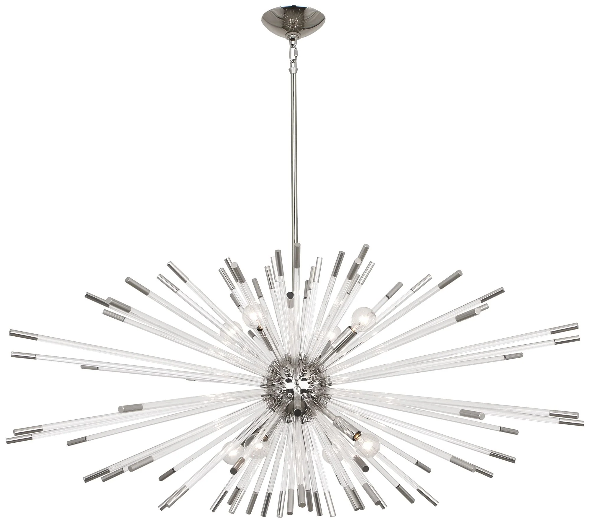 Andromeda Chandelier Polished Nickel Clear Acrylic Rods 45" - Image 1