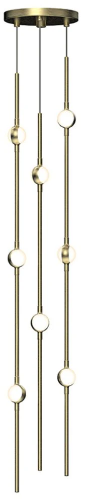 Andromeda Short 6″ Round LED Pendant – Satin Brass – White Acrylic Len