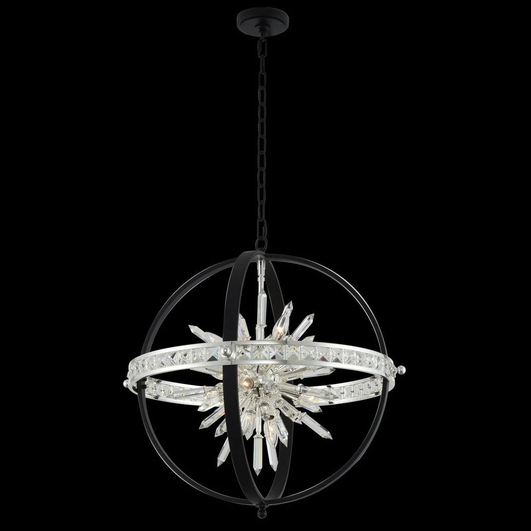 Angelo 26″W Black Silver 10-Light Crystal Orb Pendant Light