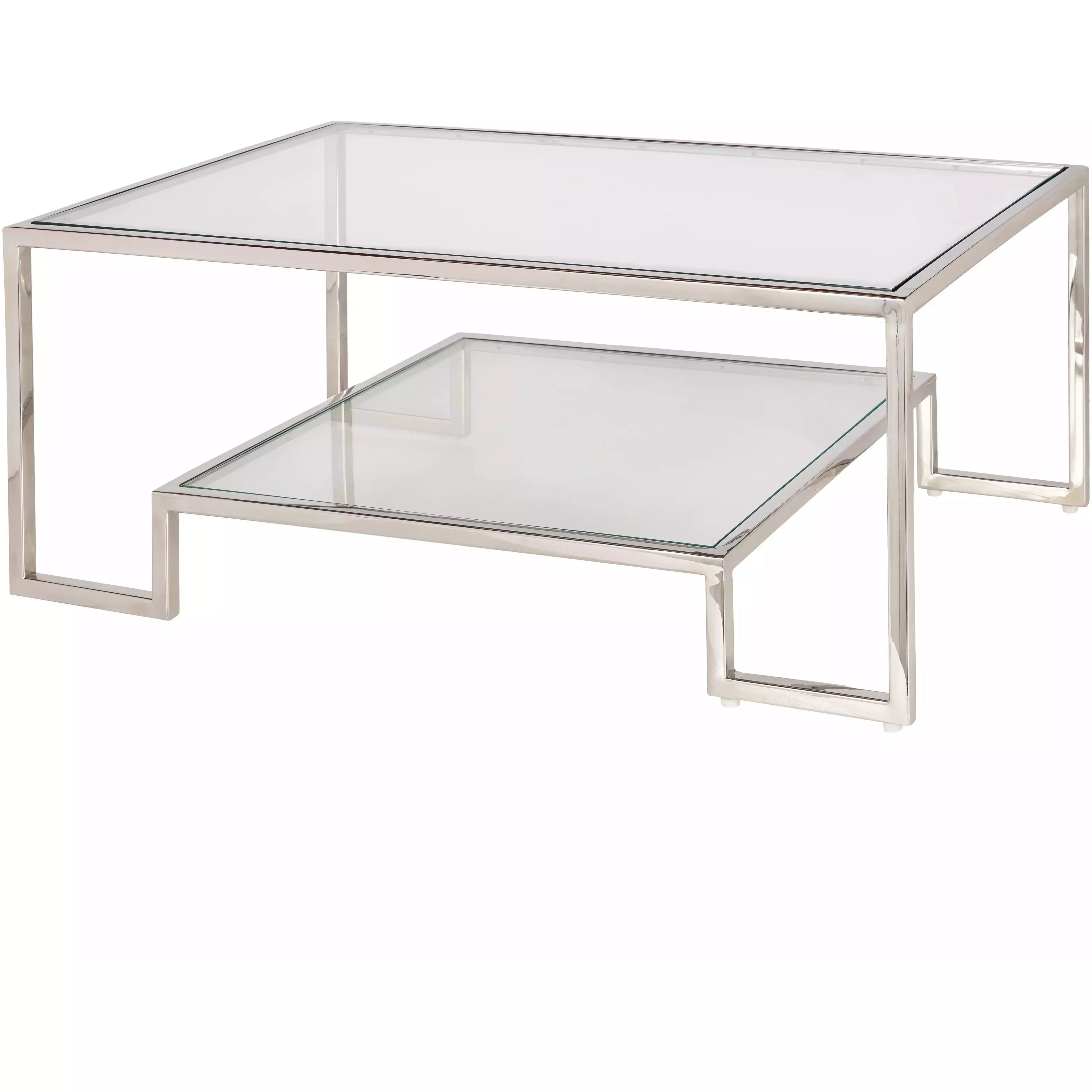 Surya Ascalon Modern Glass Top With Stainless Steel Base Coffee Table AOC-001 - Image 1