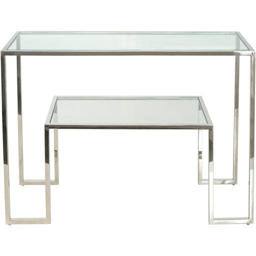 Surya Ascalon Modern Glass Top With Metallic Silver Stainless Steel Base Console Table AOC-002 - Image 2