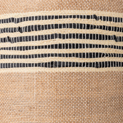 Surya Aarzoo Modern Boho Beige & Black Stripe Jute Round Ottoman AOZ-001 - Image 3