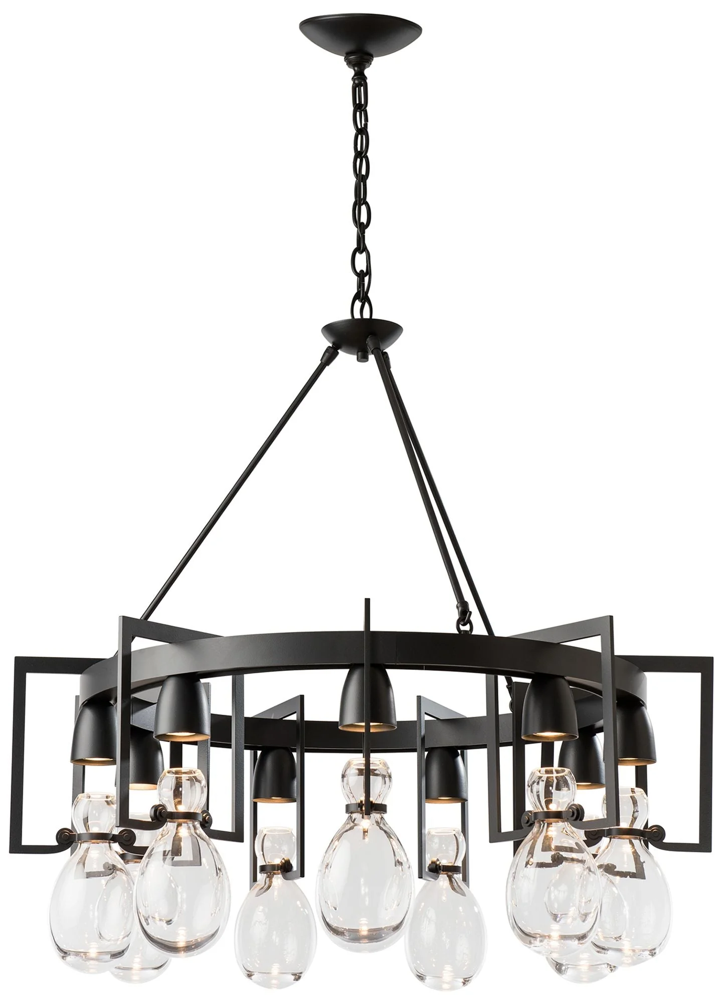 Apothecary Circular Chandelier - Black Finish - Clear Glass - Image 1