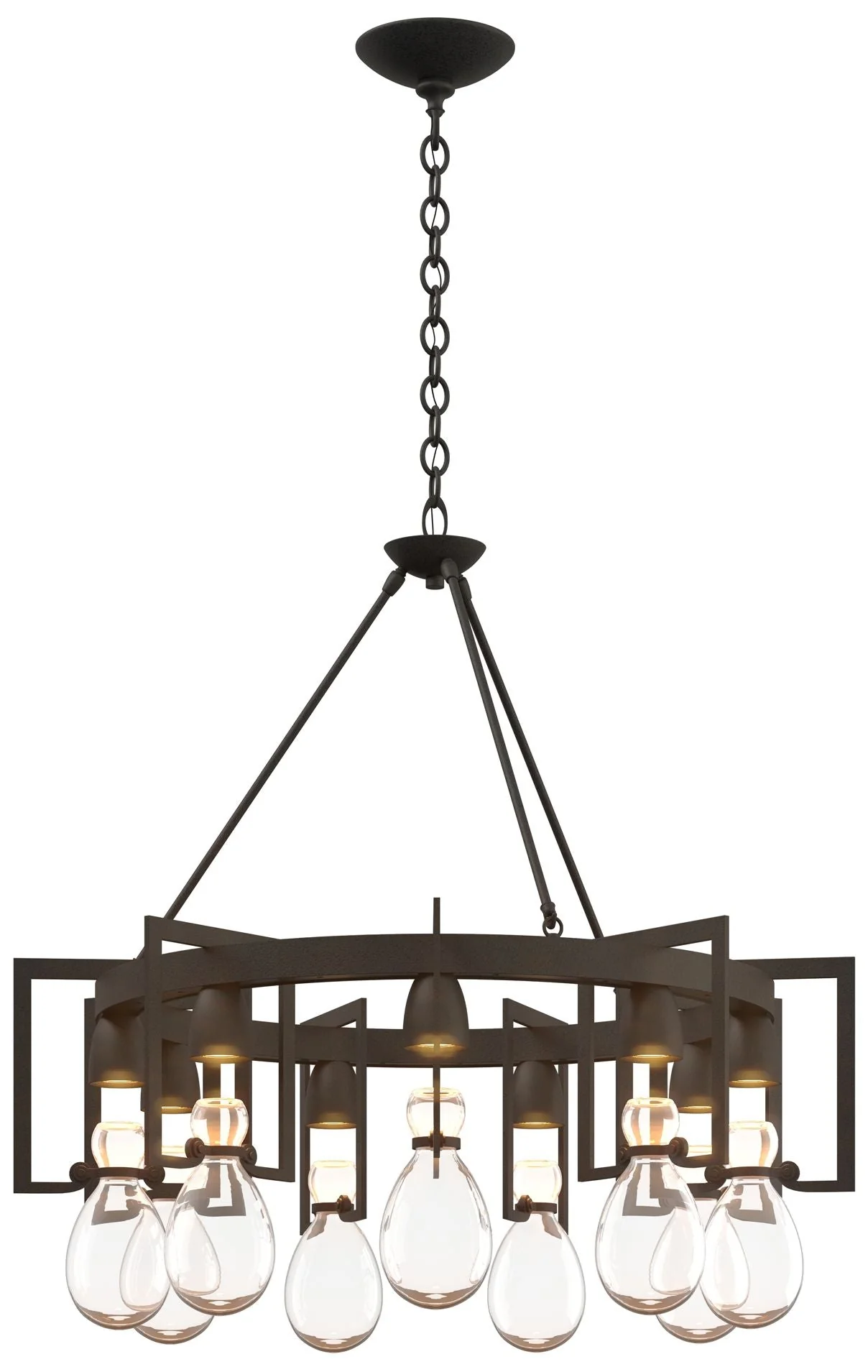 Apothecary Natural Iron Circular Chandelier With Clear Glass - Image 1