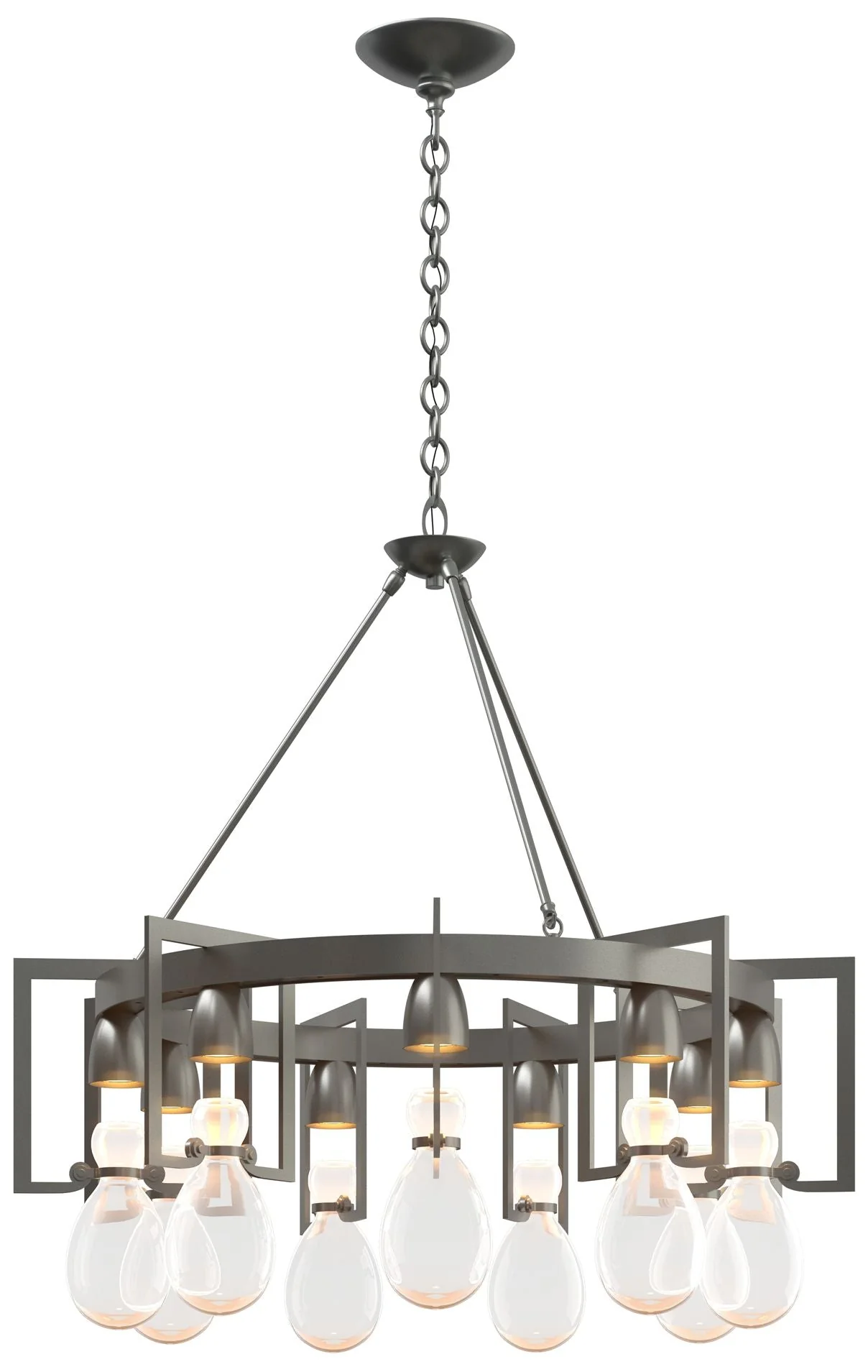 Apothecary Vintage Platinum Circular Chandelier With Clear Glass - Image 1