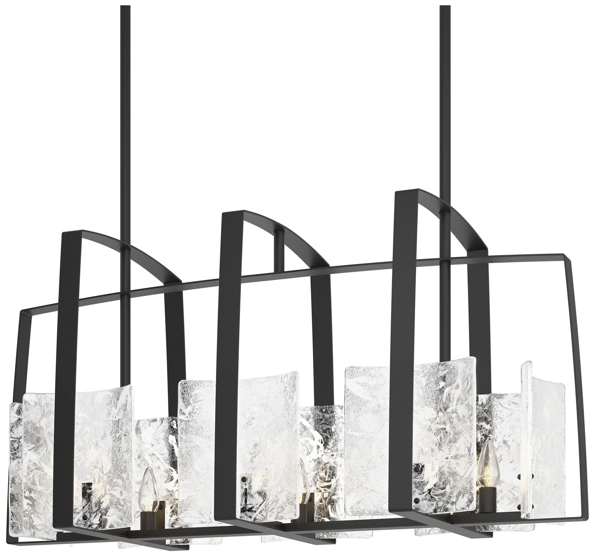 Arc Black Linear Pendant With White Swirl Glass - Image 1