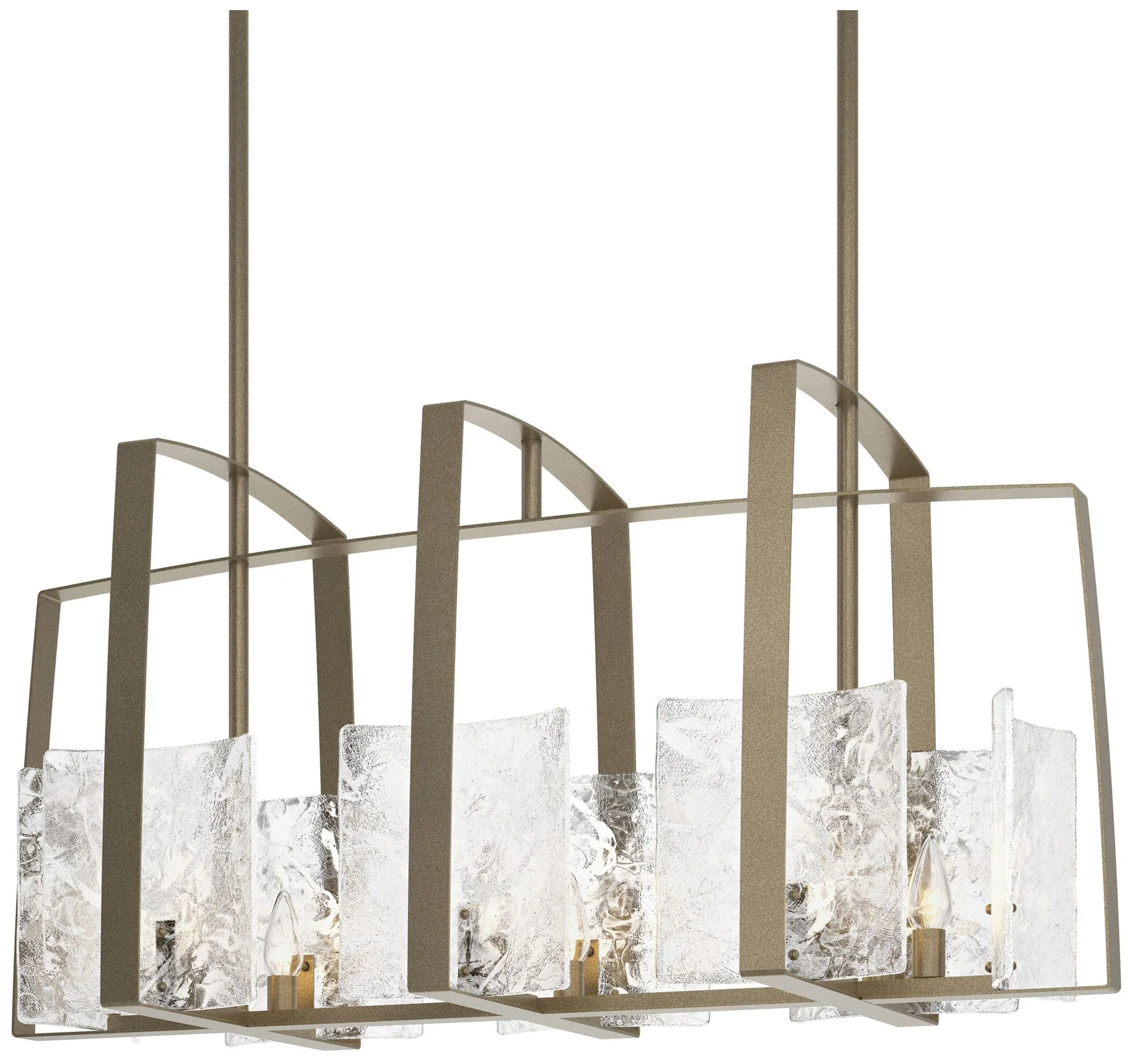 Arc Soft Gold Linear Pendant With White Swirl Glass - Image 1