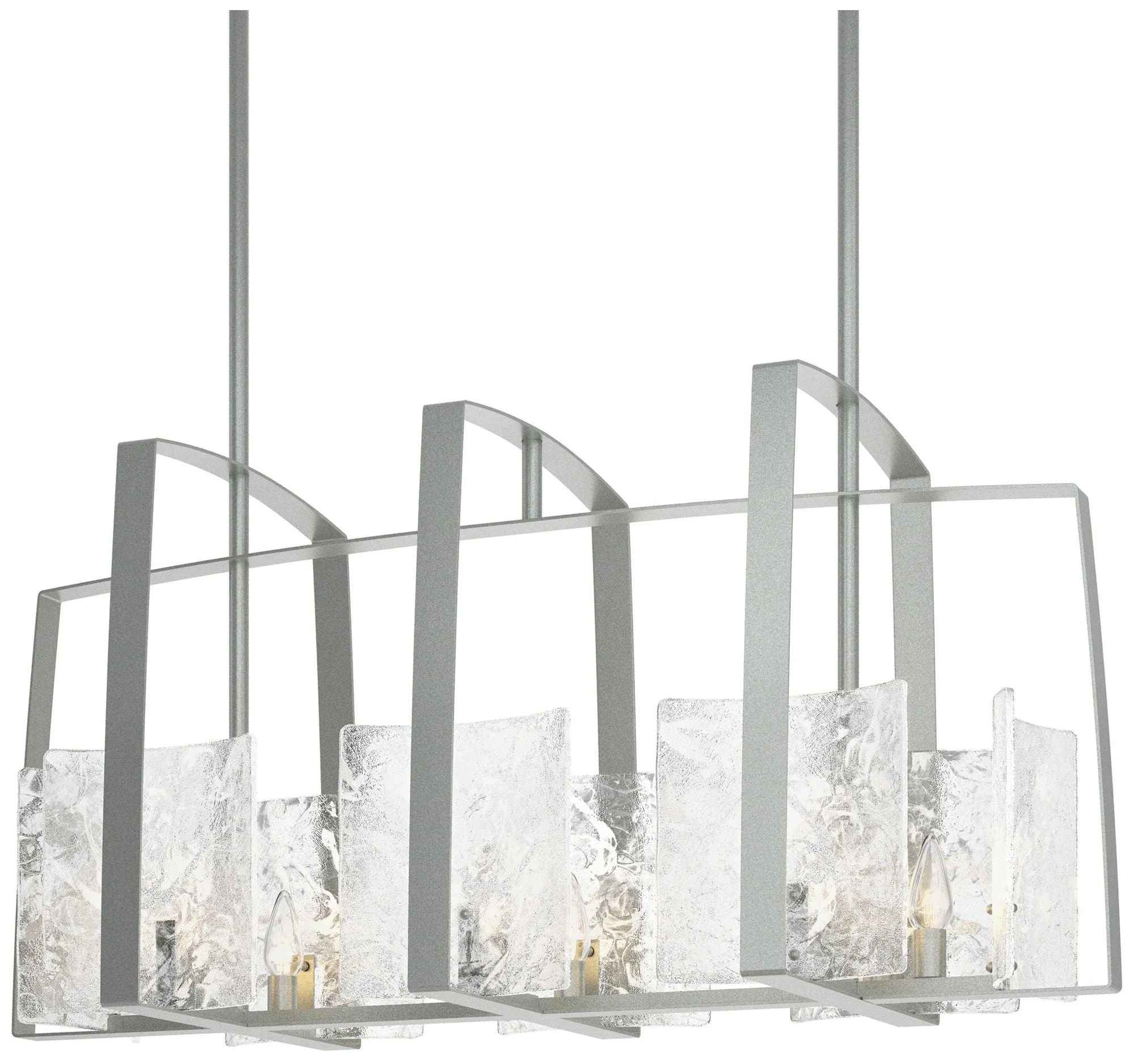 Arc Vintage Platinum Linear Pendant With White Swirl Glass - Image 1