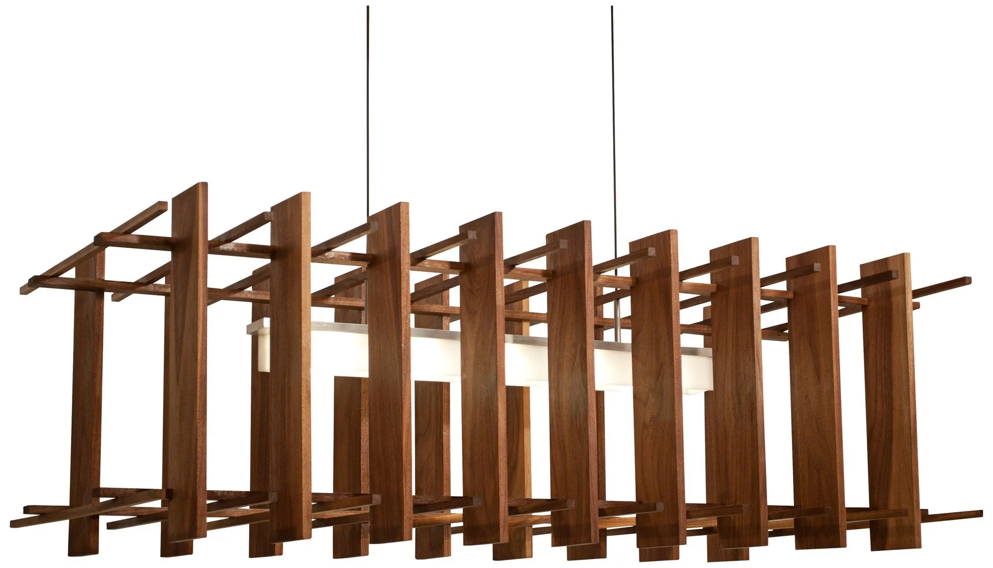 Arca 49" Wide Oiled Walnut LED Modern Linear Kitchen Island Pendant - Image 2