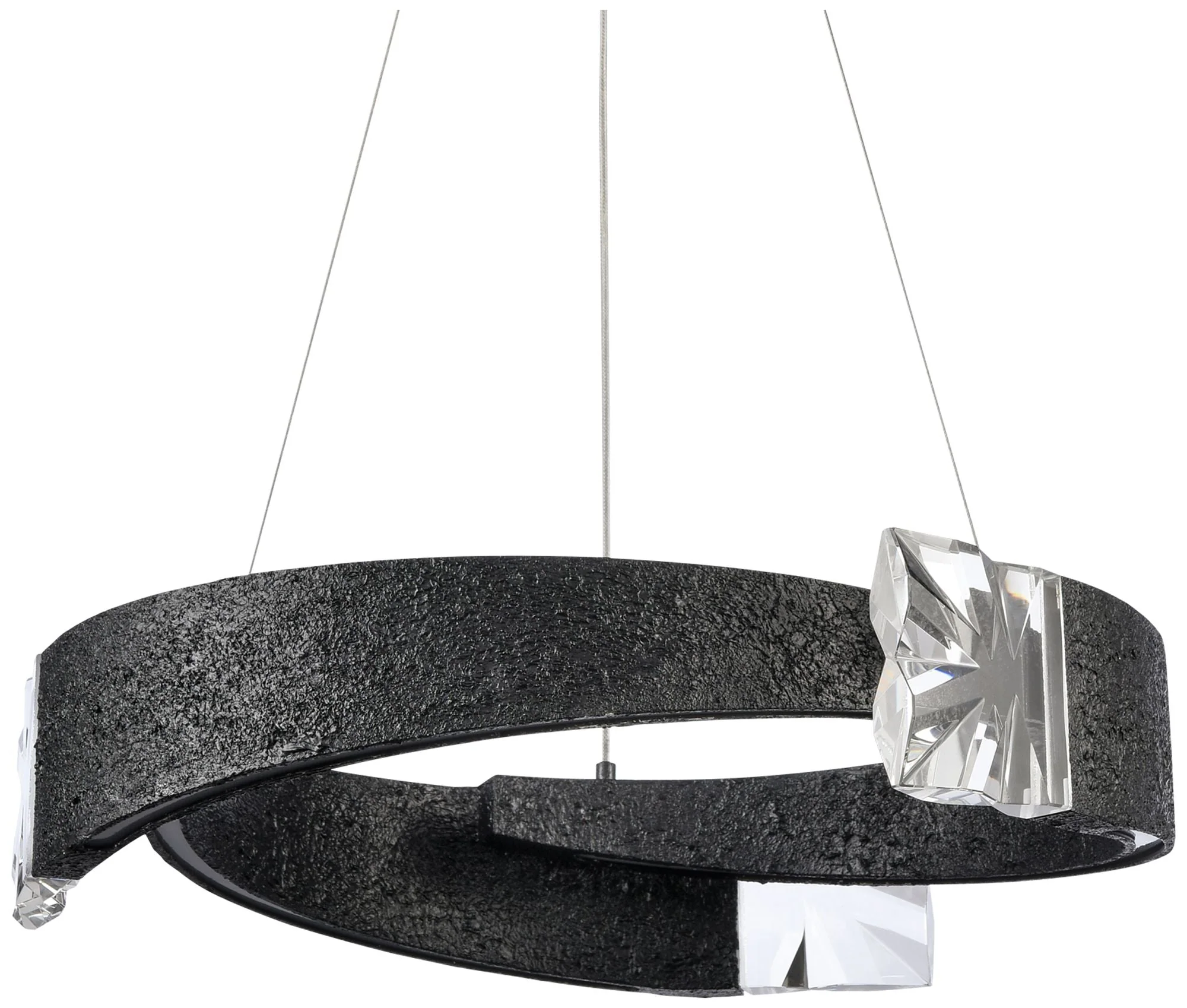 Arcus LED 3CCT 25" Segmental Crystal Textured Black Ring Chandelier - Image 1