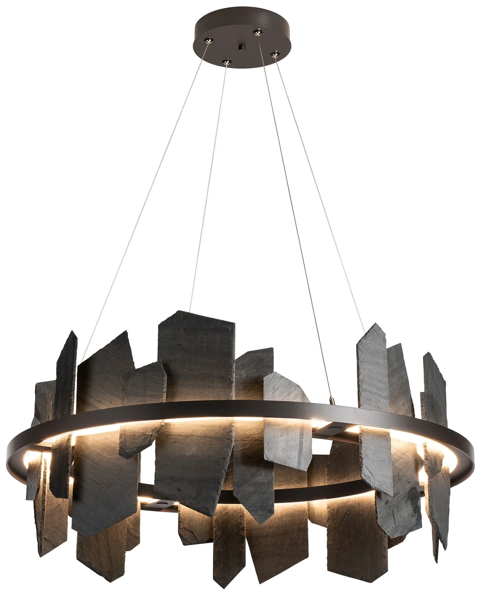Ardesia Circular LED Pendant - Smoke - Slate Accents - Standard Height - Image 1