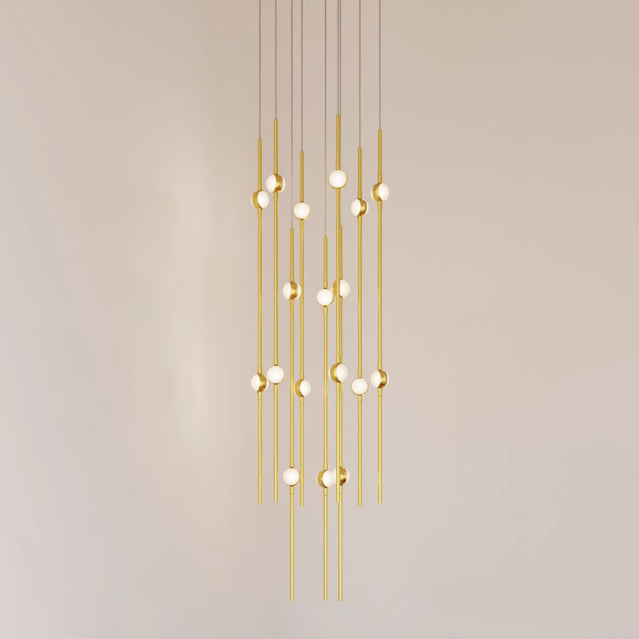 Aries 11.5"W Round Brass 2700K Long White Shade LED Pendant - Image 1