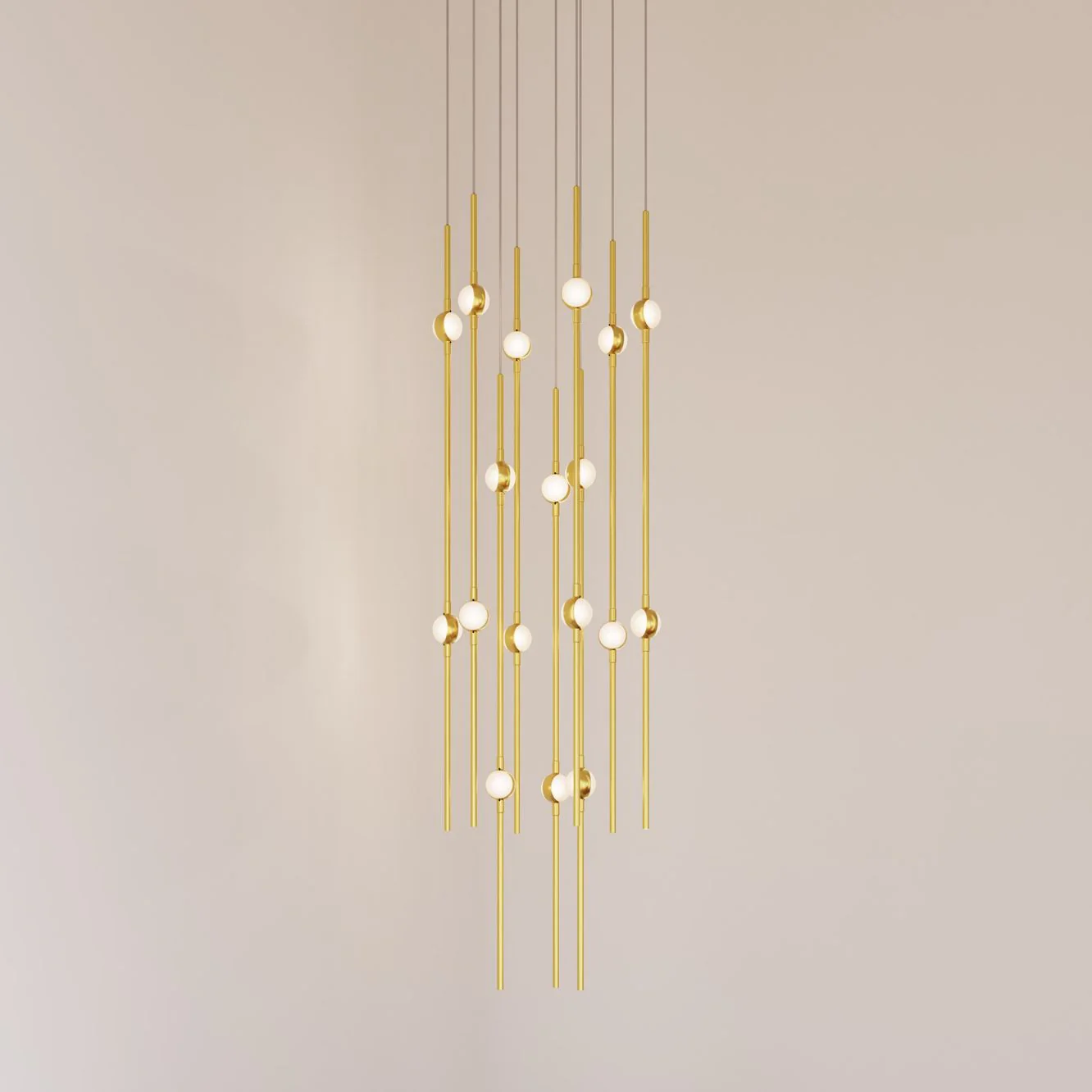 Aries 11.5"W Round Brass 3000K Long White Shade LED Pendant - Image 1