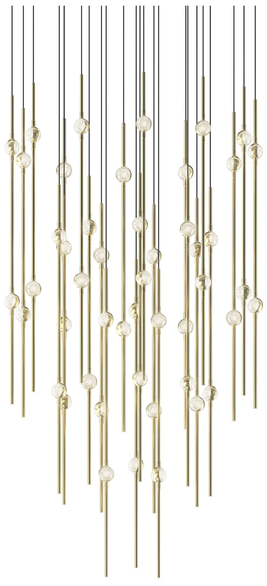 Aries 24.75"W Round Brass 2700K Long Clear Shade LED Pendant - Image 1