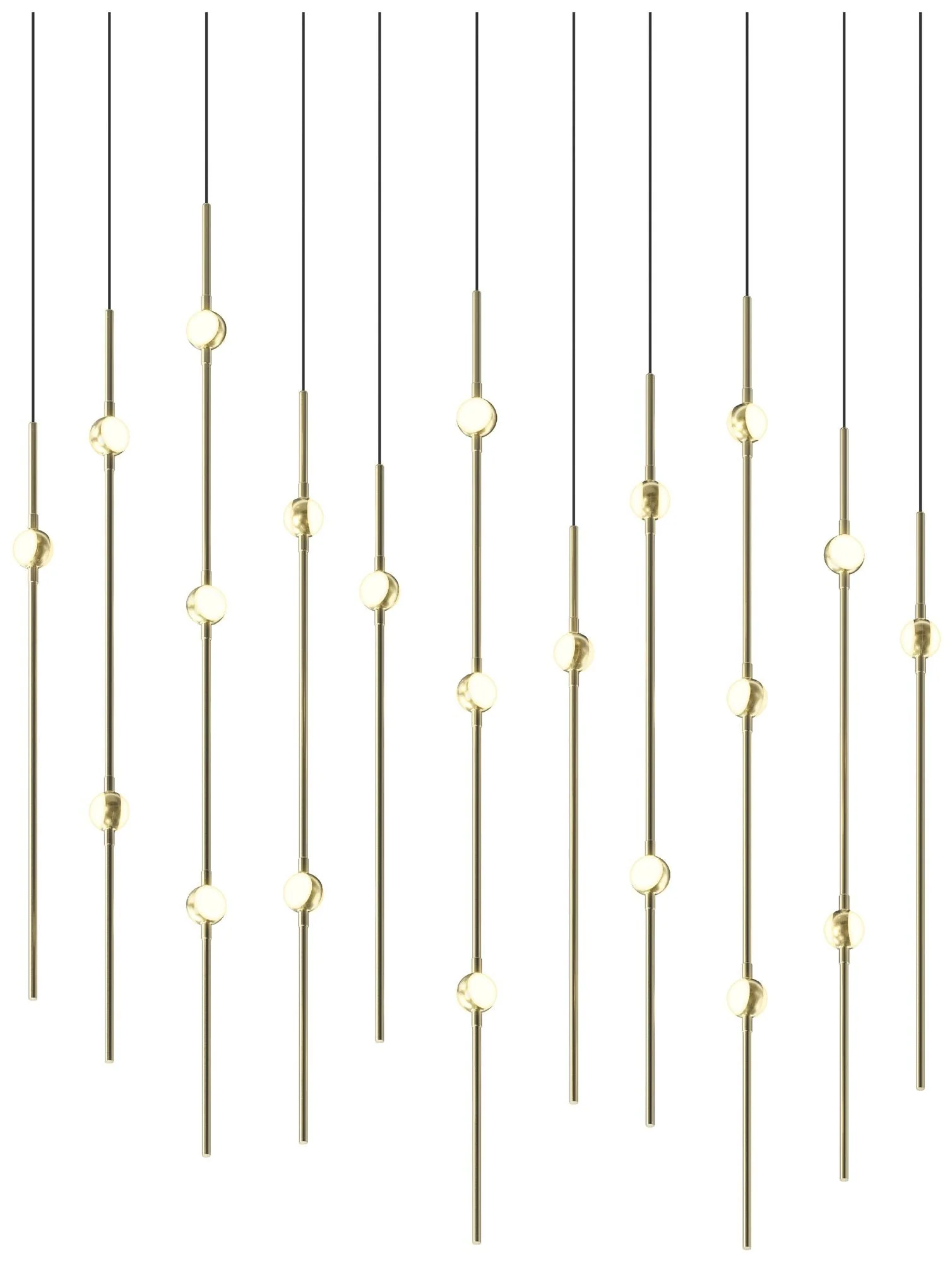 Aries 35.5"W Rectangle Brass 3000K Long White Shade LED Pendant - Image 1