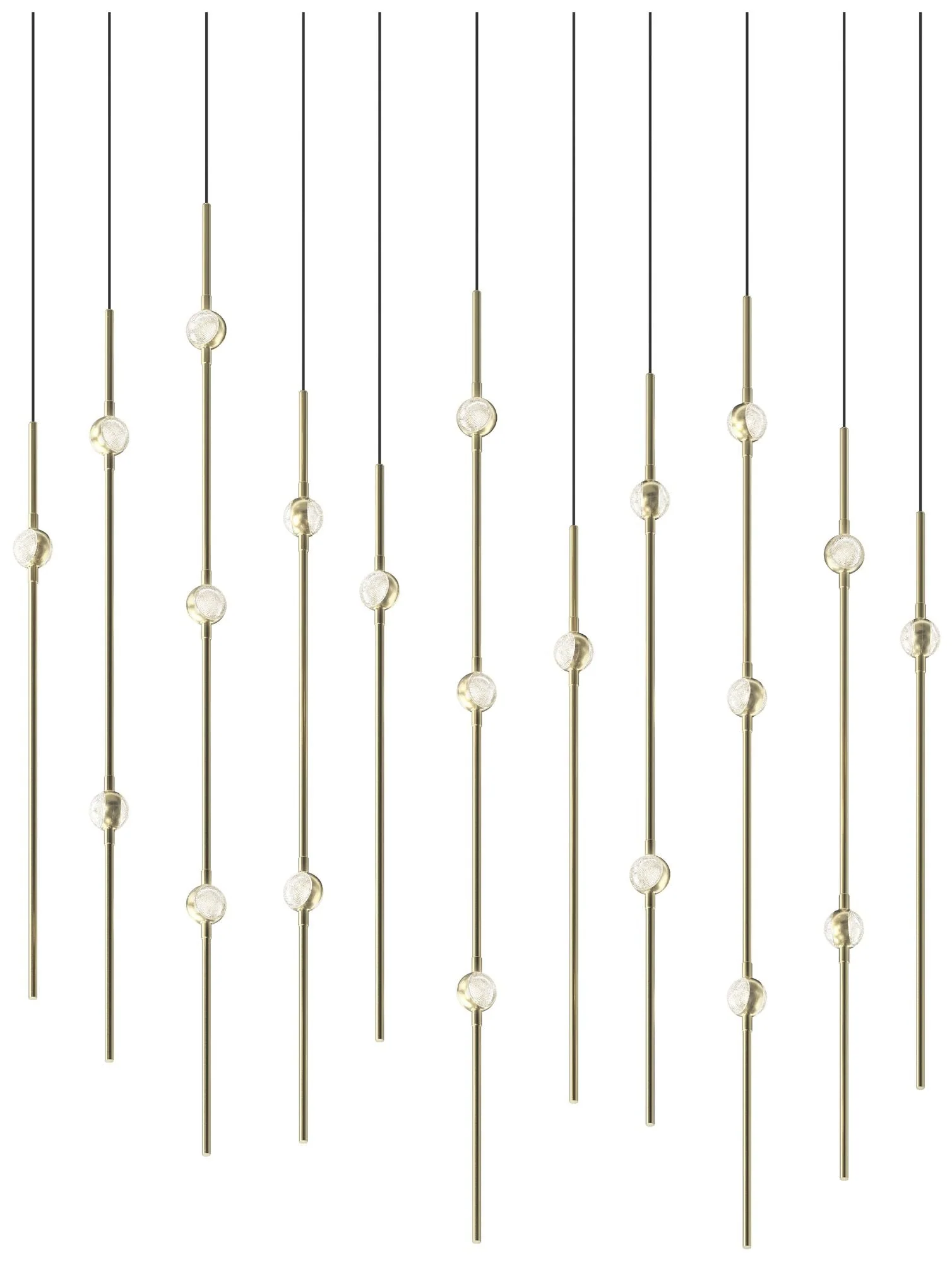Aries 35.5"W Rectangle Brass 3000K Short Clear Shade LED Pendant - Image 1