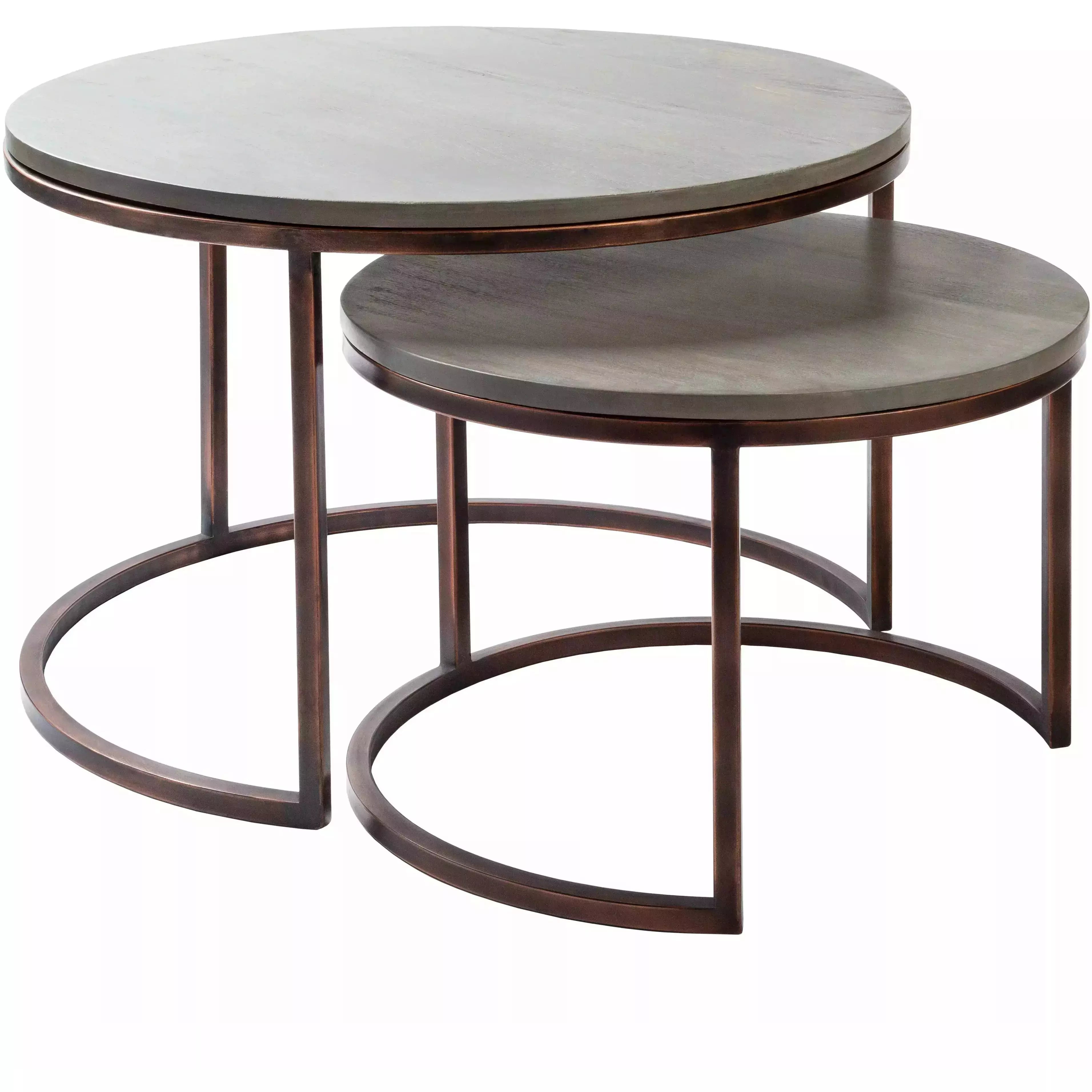 Surya Aaron Modern Gray Wood & Metallic Copper Nesting Coffee Tables  ARN-001 - Image 2