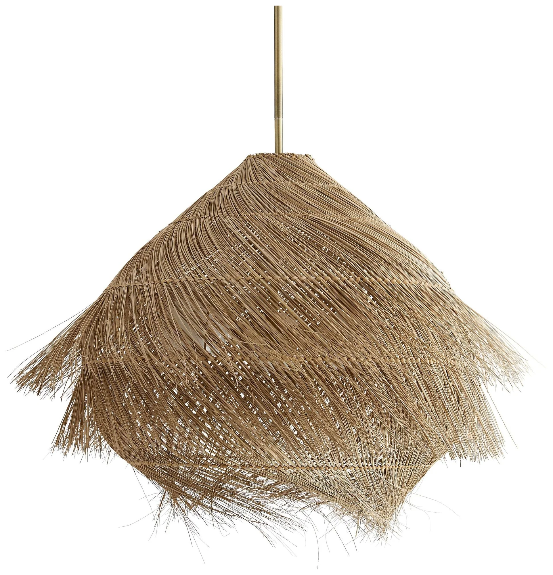 Arteriors- Ashburn Pendant- 33" Natural Buri, Antique brass - Image 1