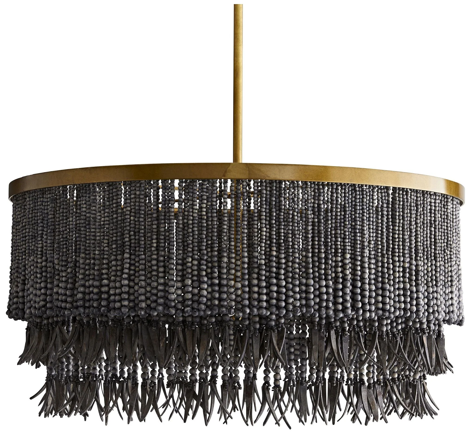 Arteriors- Baja Chandelier- 30" Dark Gray Wash Coco Beads, Antique Bra - Image 1