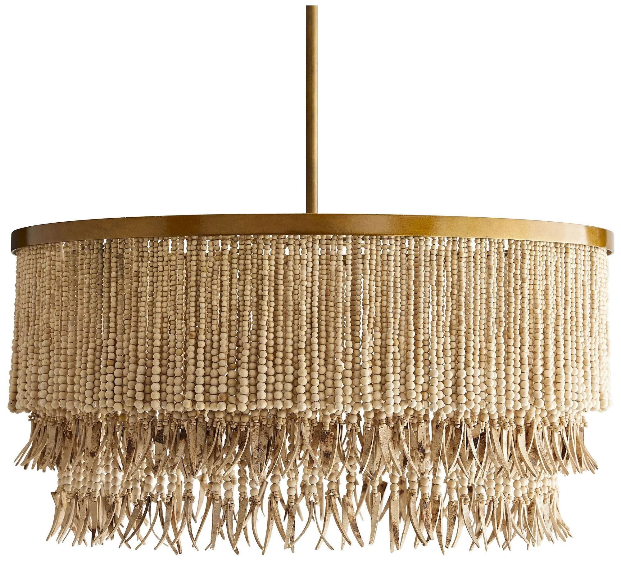 Arteriors- Baja Chandelier- 30" Natural Coco Beads, Antique Brass - Image 1
