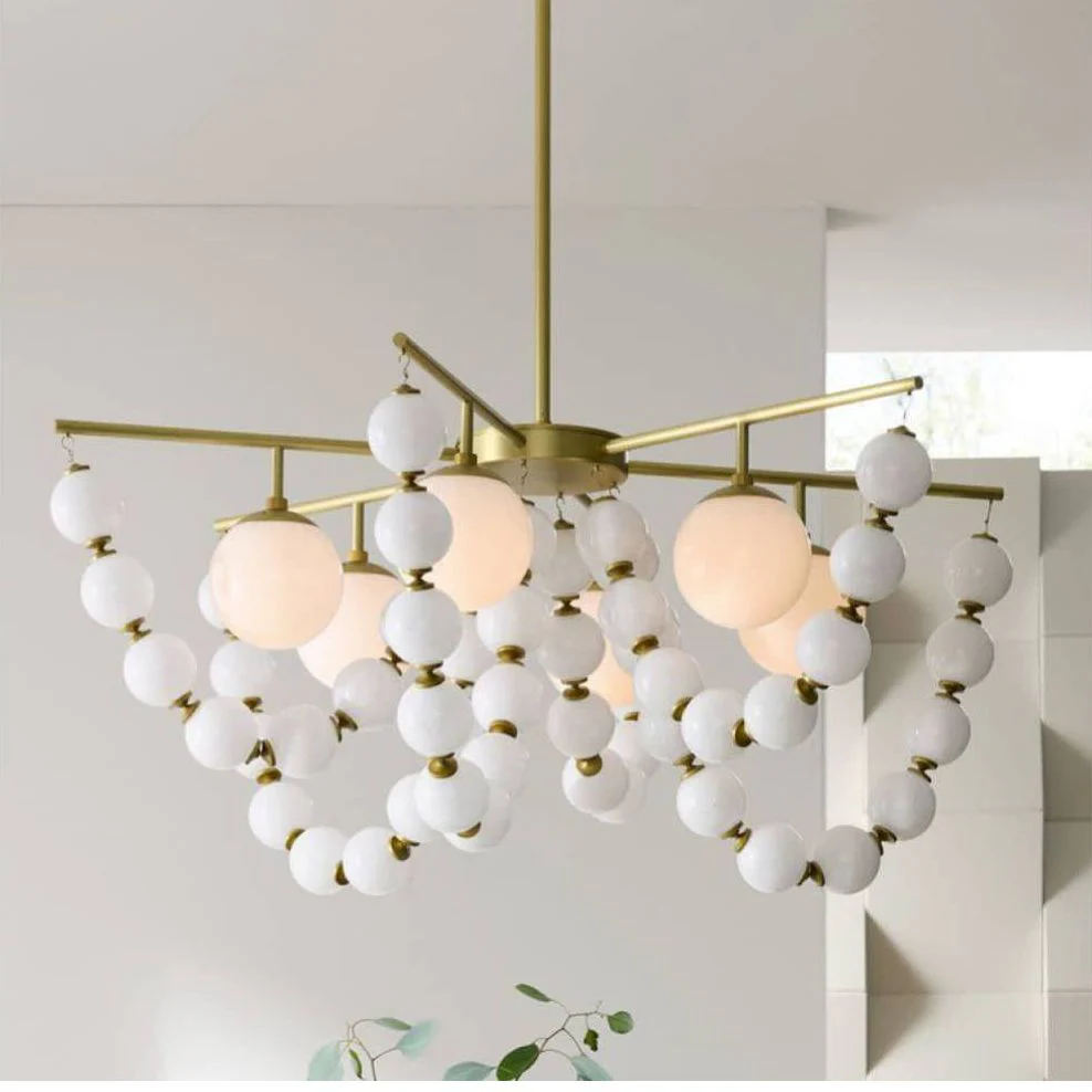 Arteriors  Genesis Chandelier 42" Opal Antique Brass - Image 1