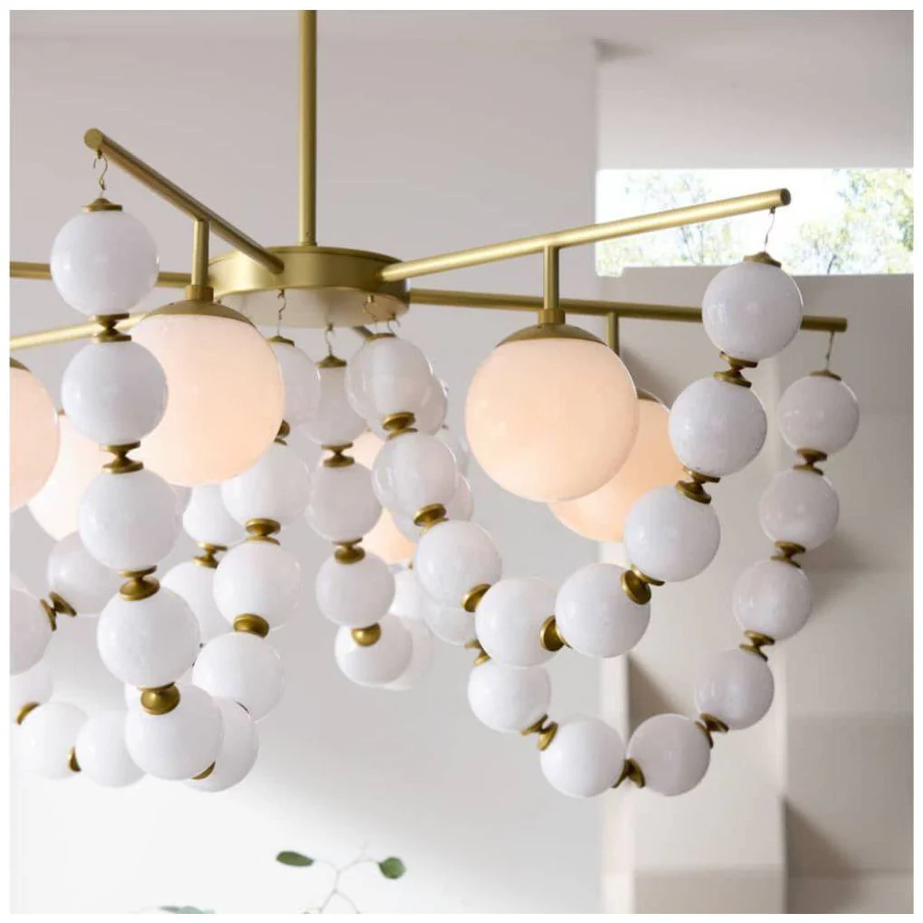 Arteriors  Genesis Chandelier 42" Opal Antique Brass - Image 2
