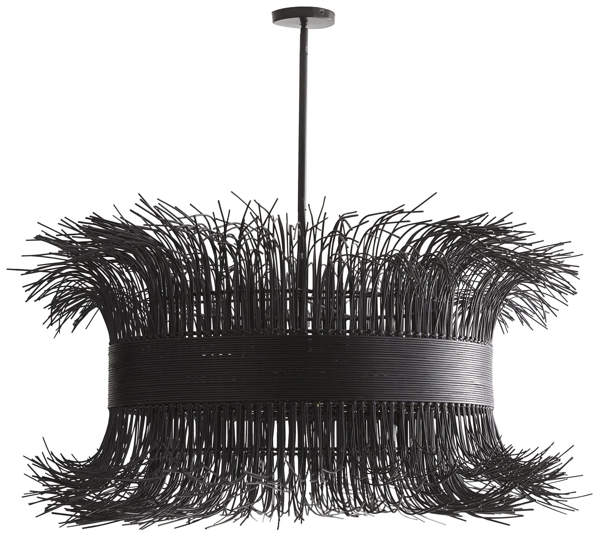 Arteriors Home Filamento 42" Wide Black Rattan Chandelier - Image 1