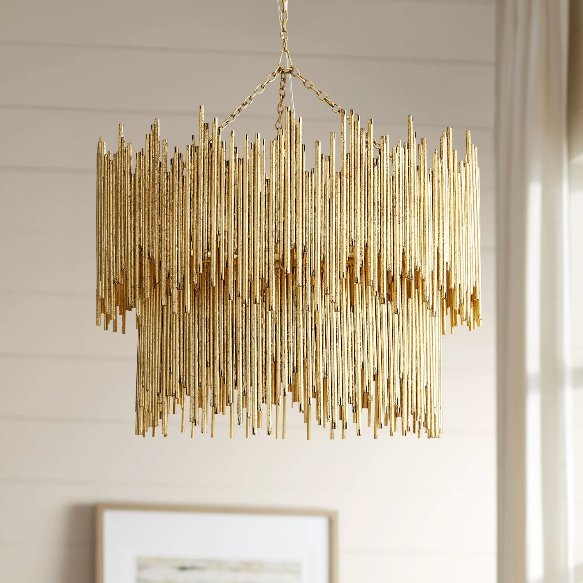 Arteriors Home Prescott 28″ Wide Gold Leaf Two Tiered Pendant