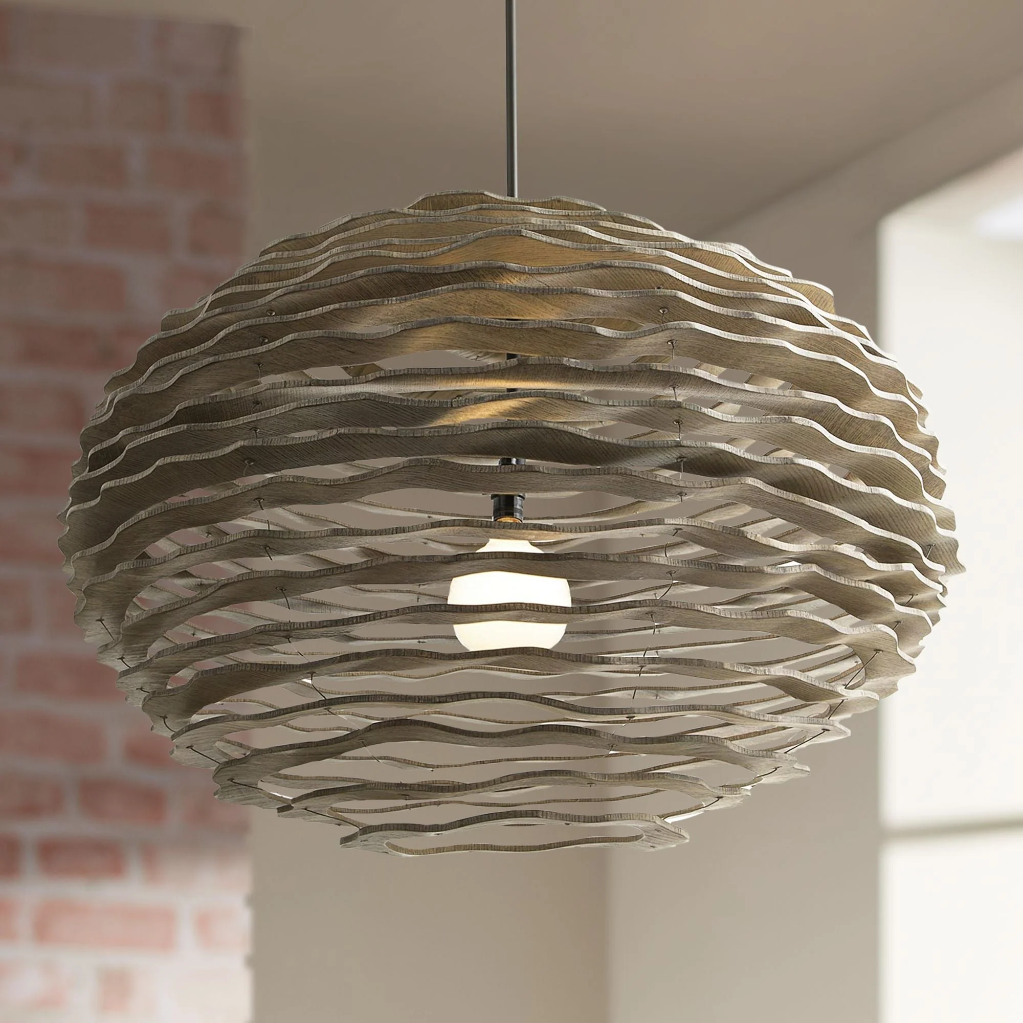 Arteriors Home Rook 24″ Wide Natural Wood Pendant Light