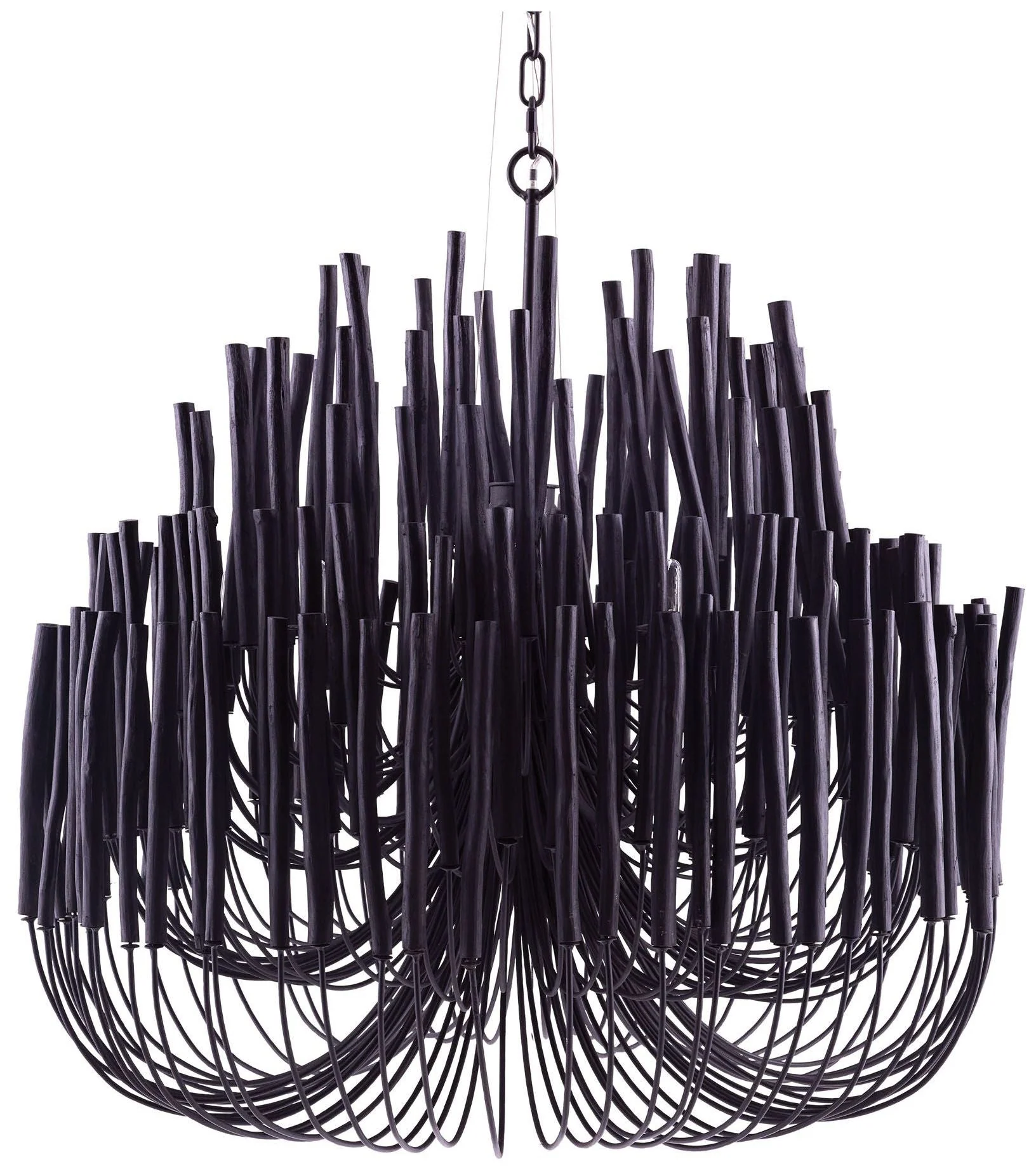 Arteriors Home Tilda 36"W Black and Wood 6-Light Chandelier - Image 1