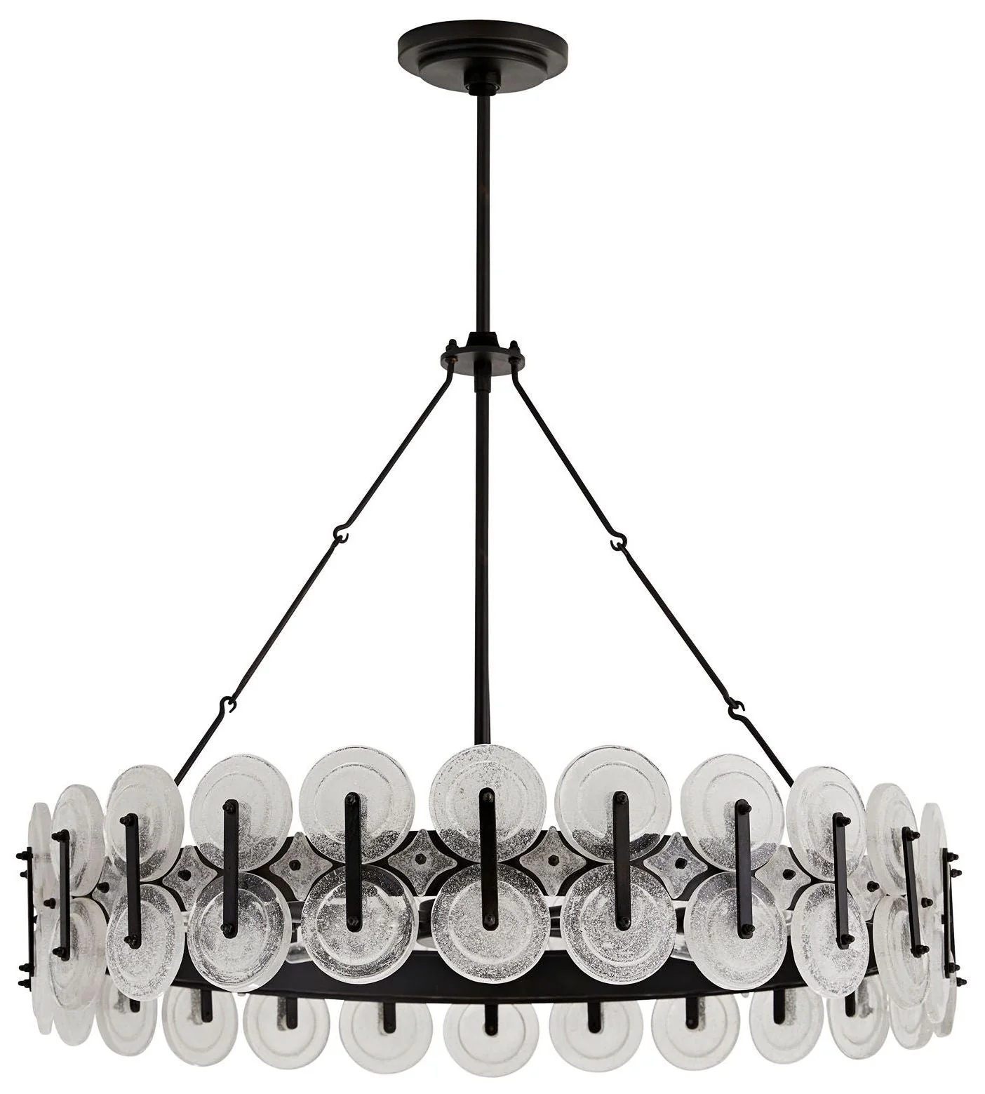ARTERIORS Rondelle Chandelier Blackened Iron, Clear Seedy Glass - Image 1