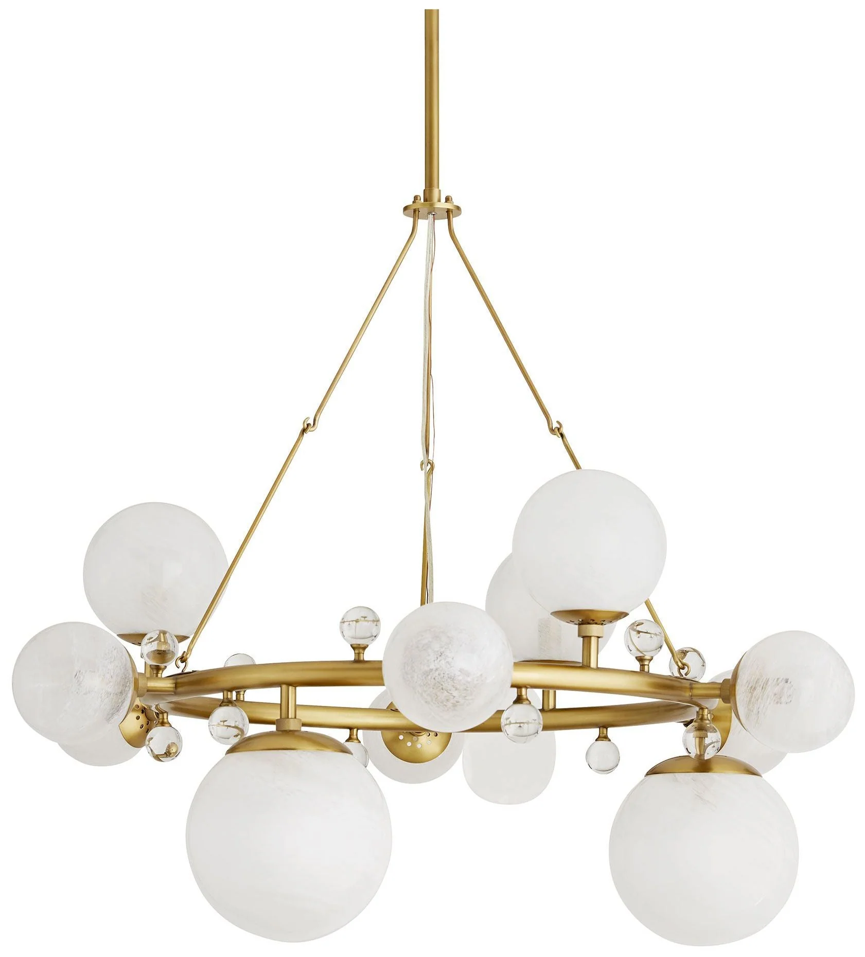 Arteriors- Troon Round Chandelier- 36" Antique Brass, Opal Swirl Glass - Image 1