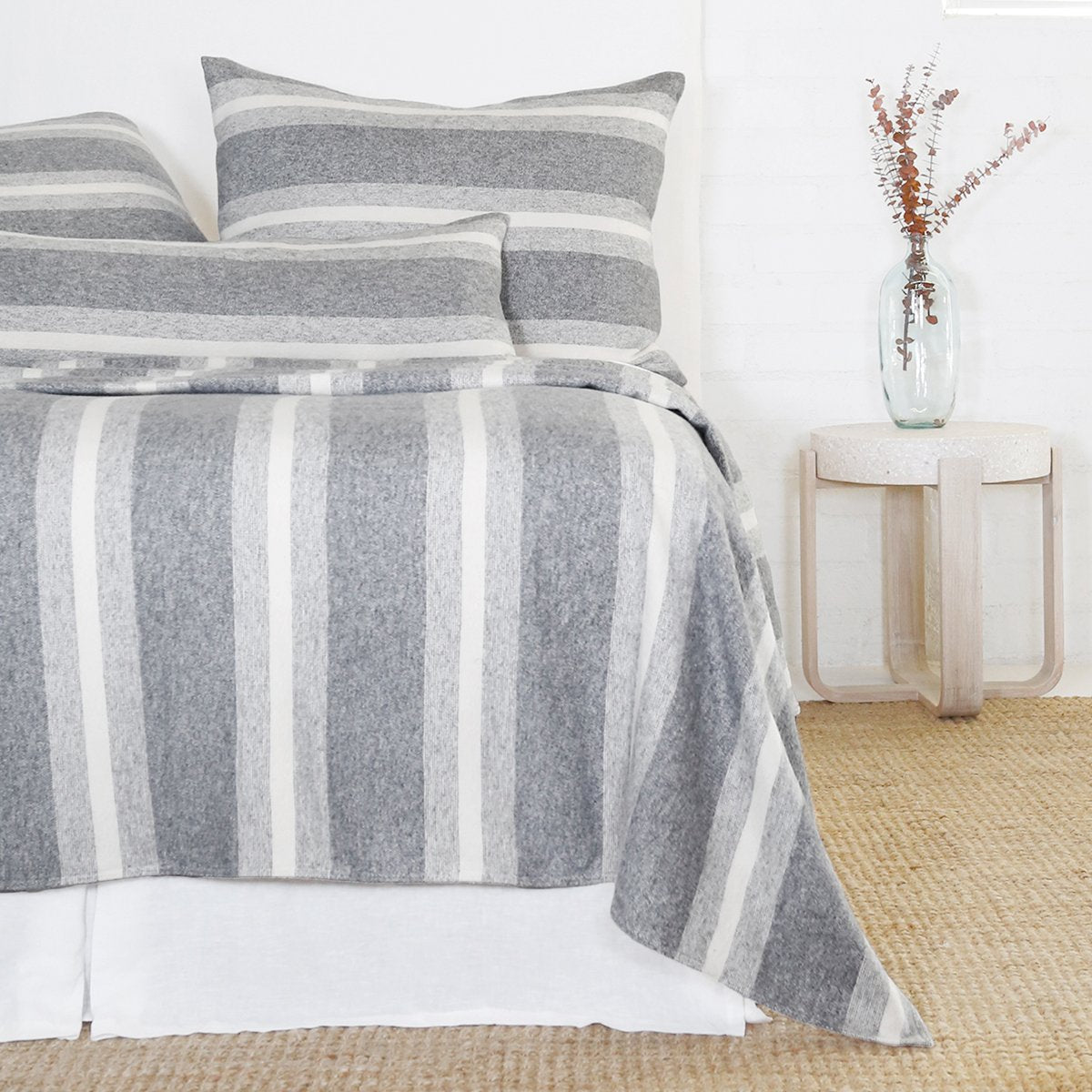 Pom Pom at Home Alpine Grey and Ivory Striped Blanket - Image 3