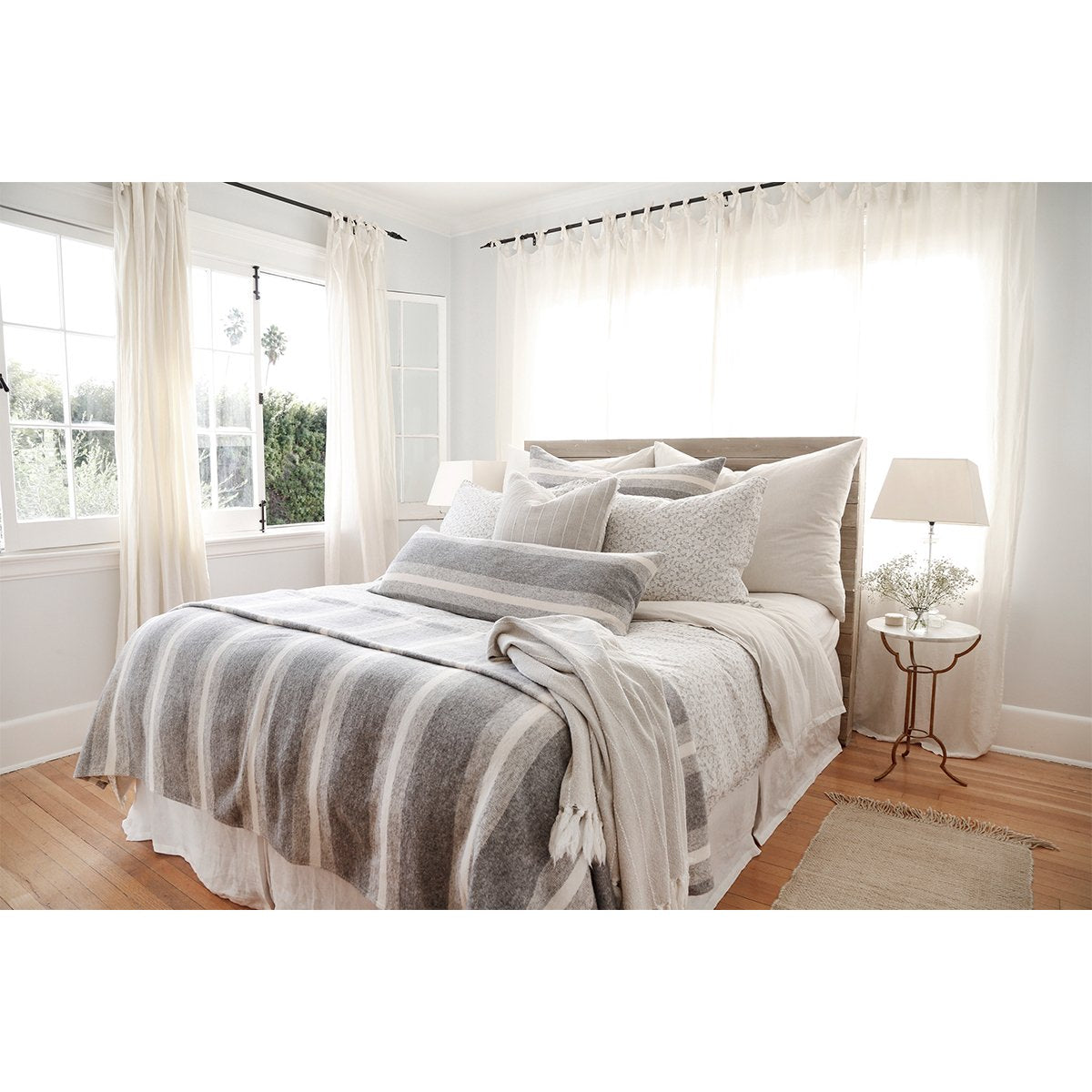 Pom Pom at Home Alpine Grey and Ivory Striped Blanket