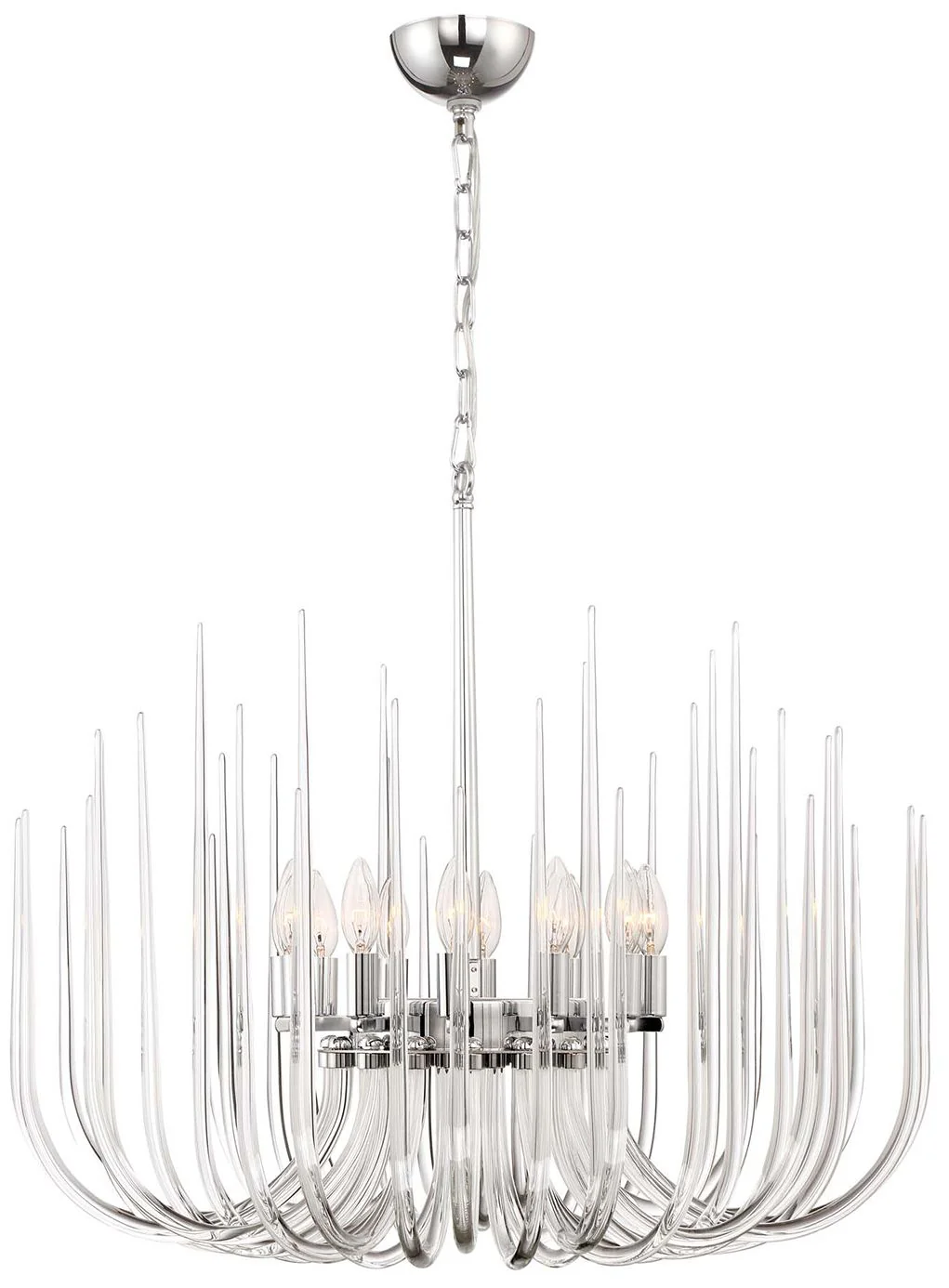 Astoria 12-Light Solid Curved Clear Glass Polished Brass Chandelier - Image 1