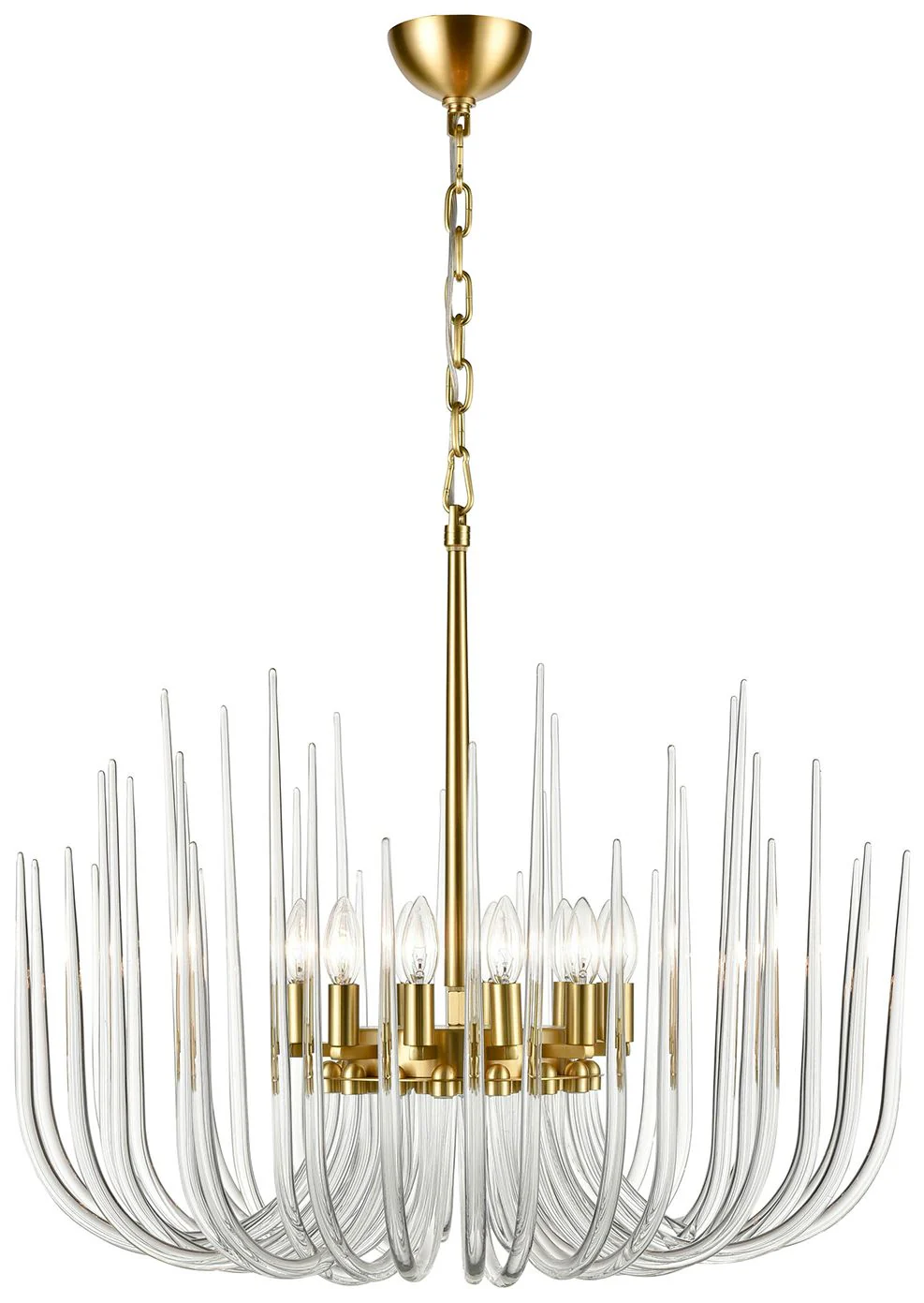 Astoria 12-Light Solid Curved Clear Glass Polished Chrome Chandelier - Image 1