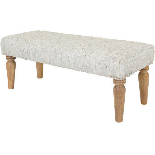 Surya Anthracite Rustic Modern Hand Woven Fabric Bench With Natural Wood Base ATE-001 - Image 1