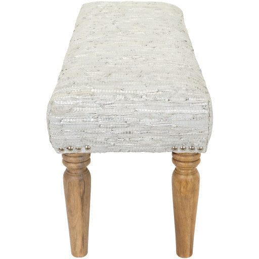Surya Anthracite Rustic Modern Hand Woven Fabric Bench With Natural Wood Base ATE-001 - Image 3