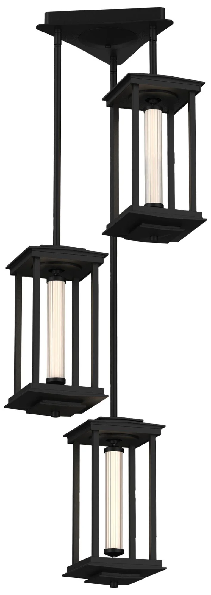 Athena 15.2" High Short Black LED Lantern With Clear Glass Triple Shad - Image 1