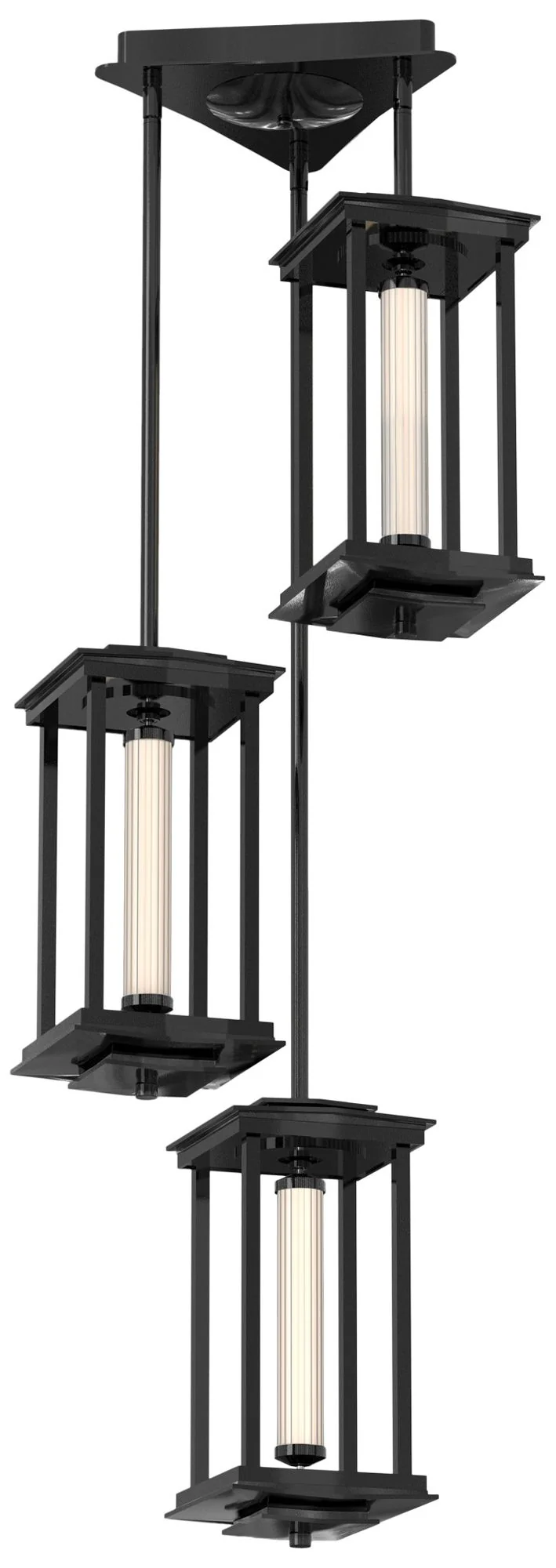 Athena 15.2" High Short Ink LED Lantern With Clear Glass Triple Shade - Image 1