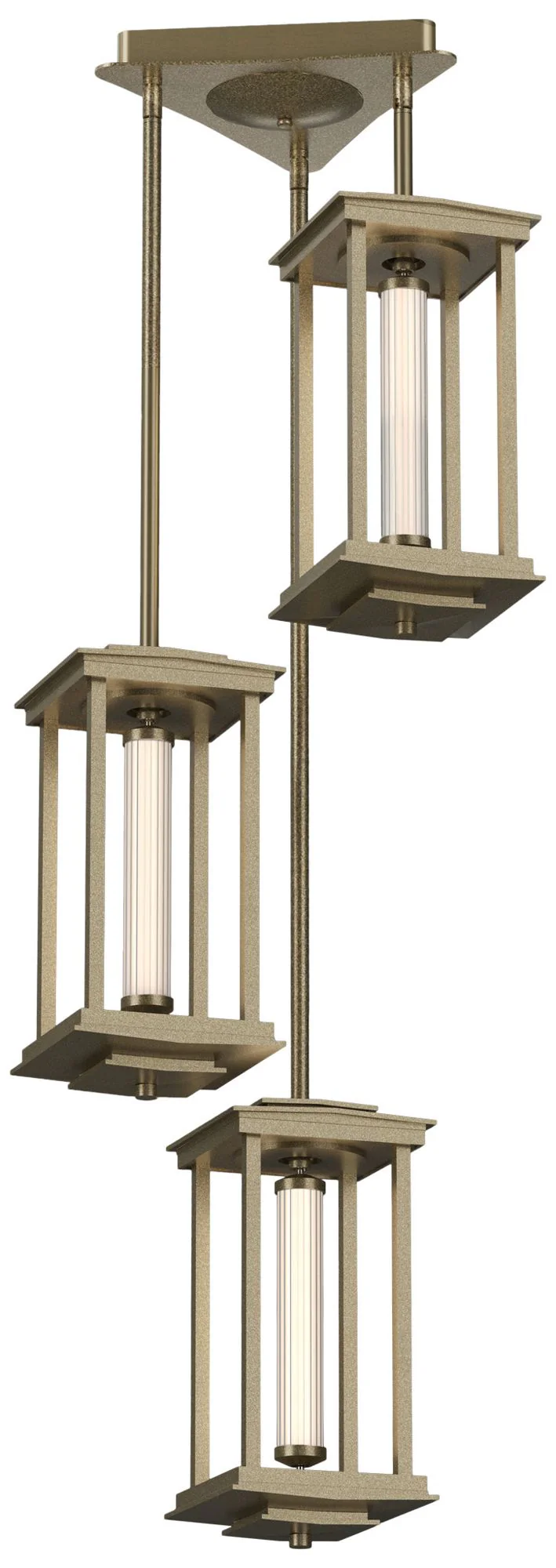 Athena 15.2" High Short Soft Gold LED Lantern With Clear Glass Triple - Image 1
