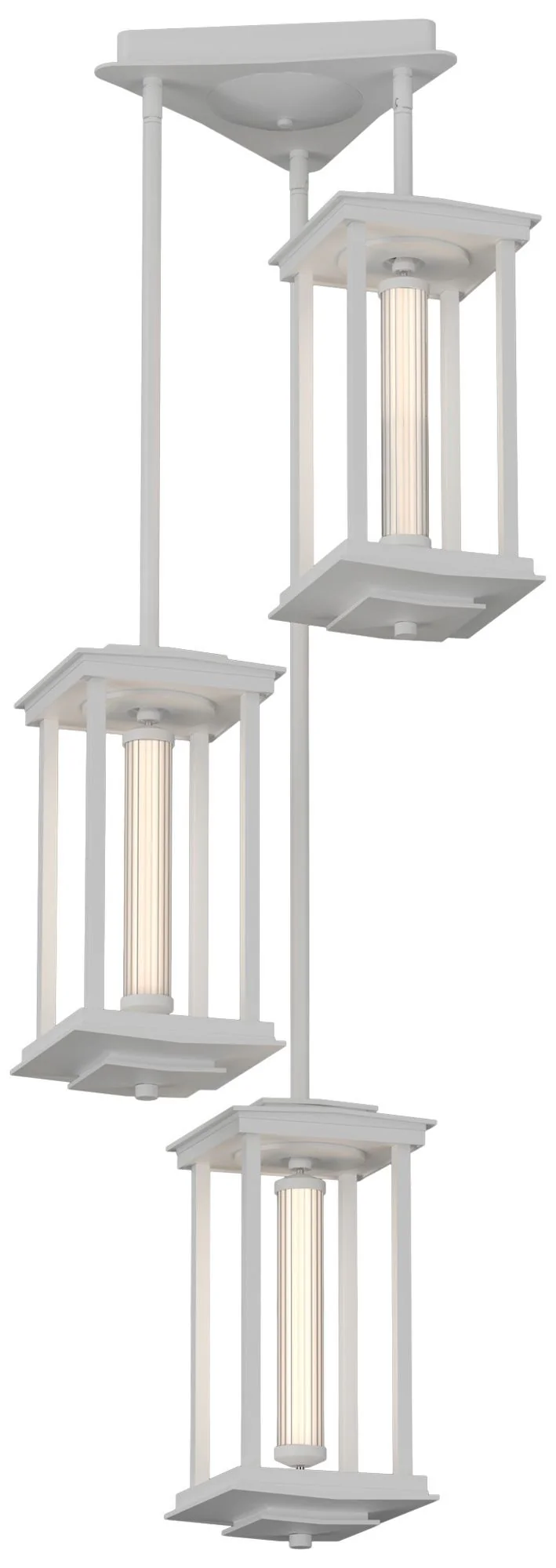 Athena 15.2" High Short White LED Lantern With Clear Glass Triple Shad - Image 1