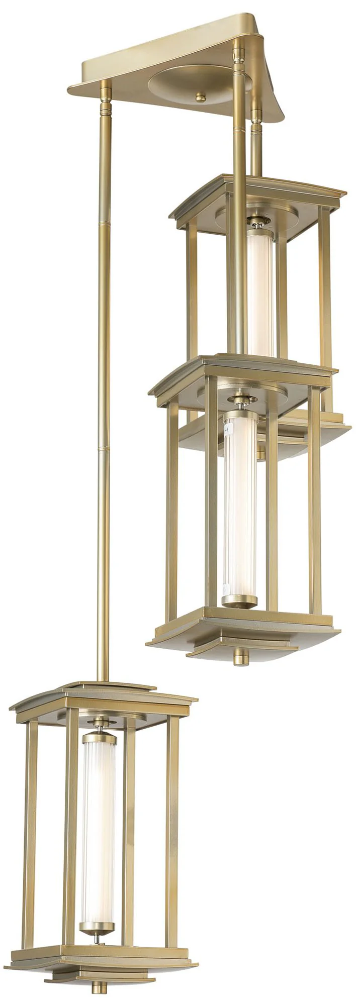 Athena 15.2" High Triple Modern Brass Lantern - Image 1