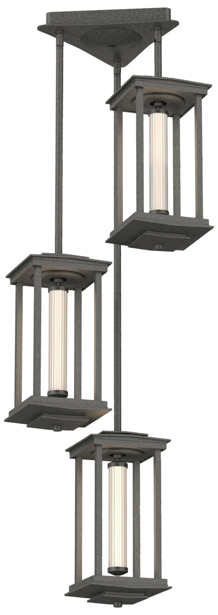 Athena 15.2"H Short Natural Iron LED Lantern w/ Clear Glass Triple Sha - Image 1
