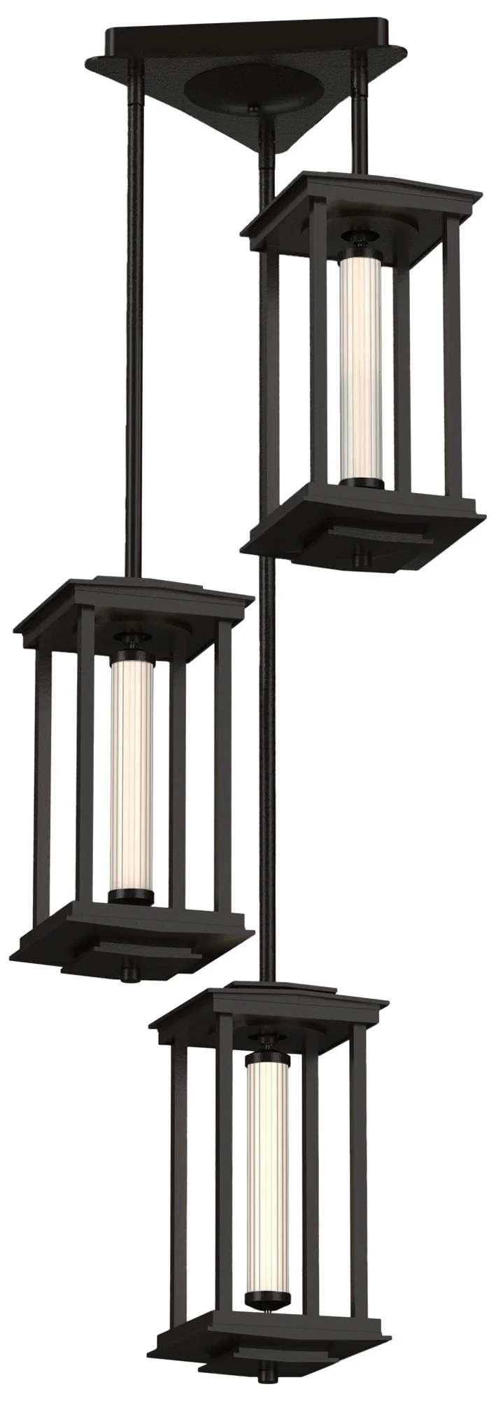 Athena 15.2"H Short Oil Rubbed Bronze LED Lantern w/ Clear Triple Shad - Image 1