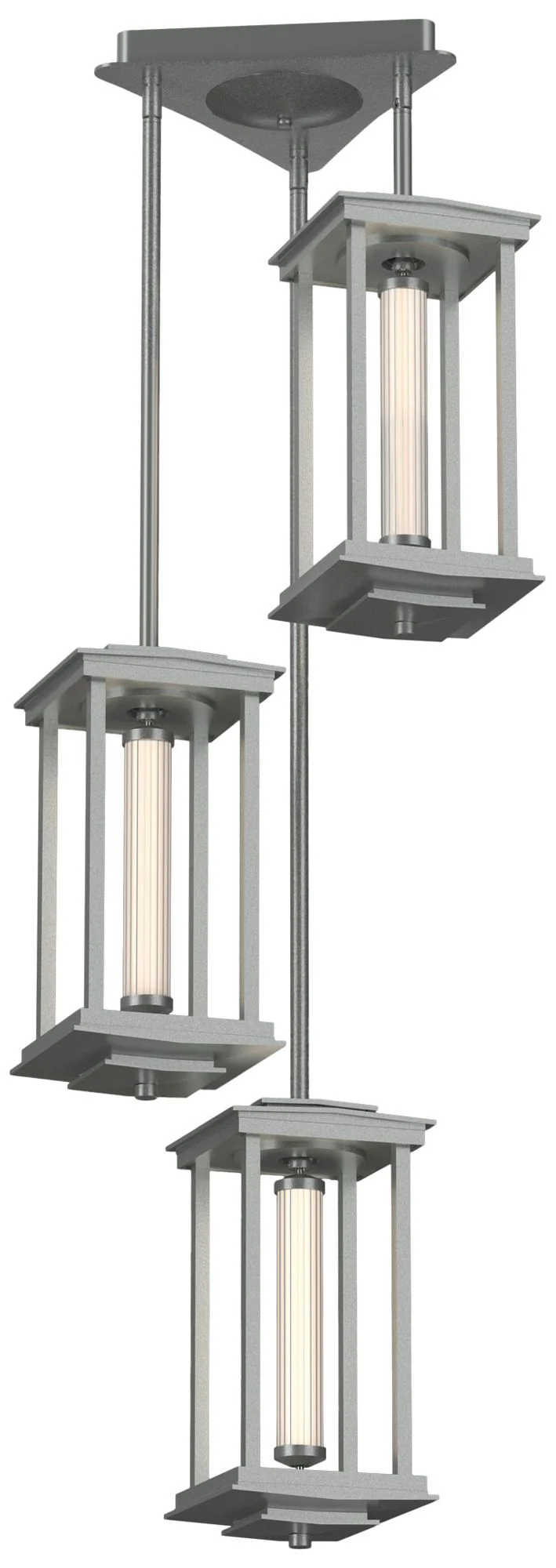 Athena 15.2"H Short Vintage Platinum LED Lantern w/ Clear Triple Shade - Image 1
