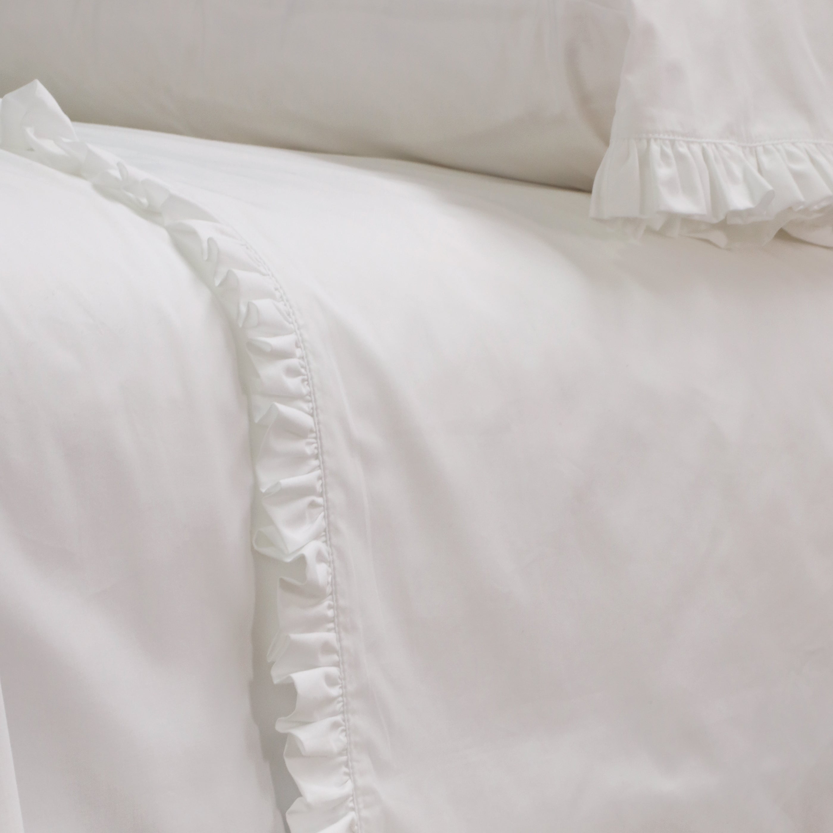 Pom Pom at Home Audrey White Ruffle Cotton Percale Sheet Set ~ Available in Twin, Queen and King Sizes - Image 3